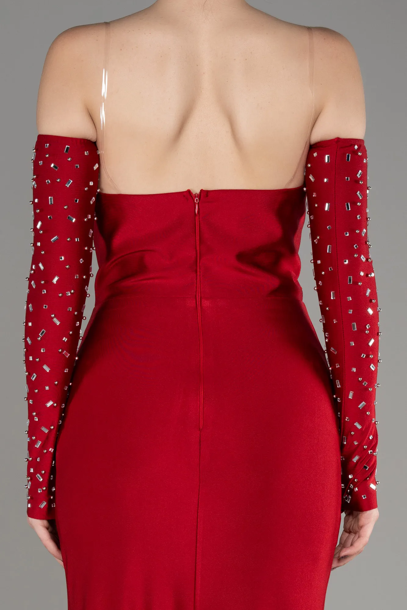 Red-Strapless Long Evening Dress ABU3824