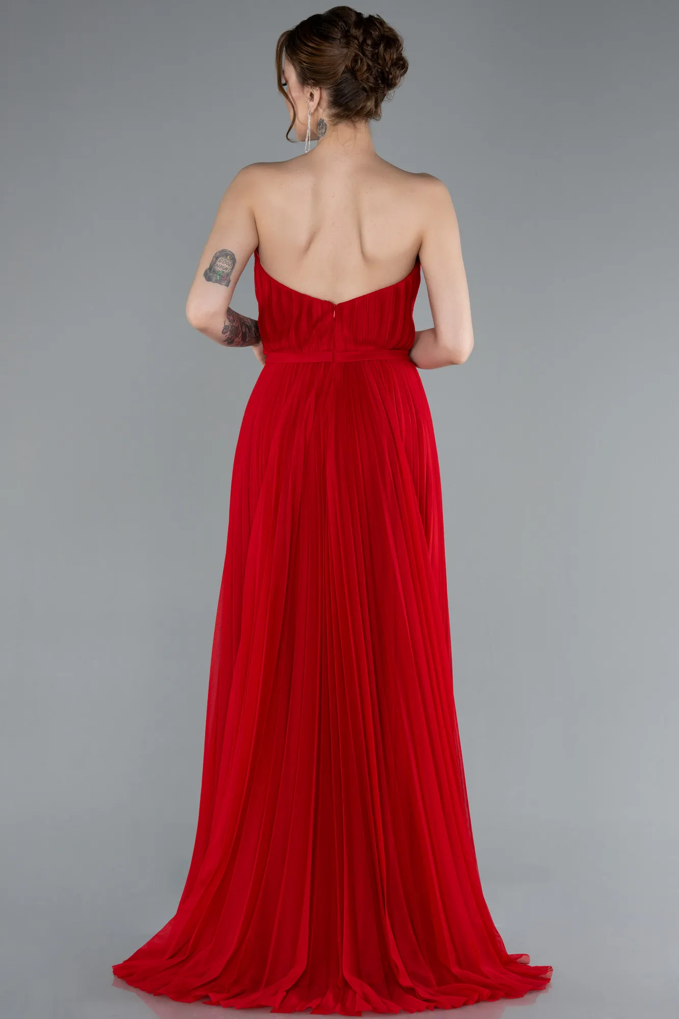 Red-Strapless Long Evening Dress ABU4813