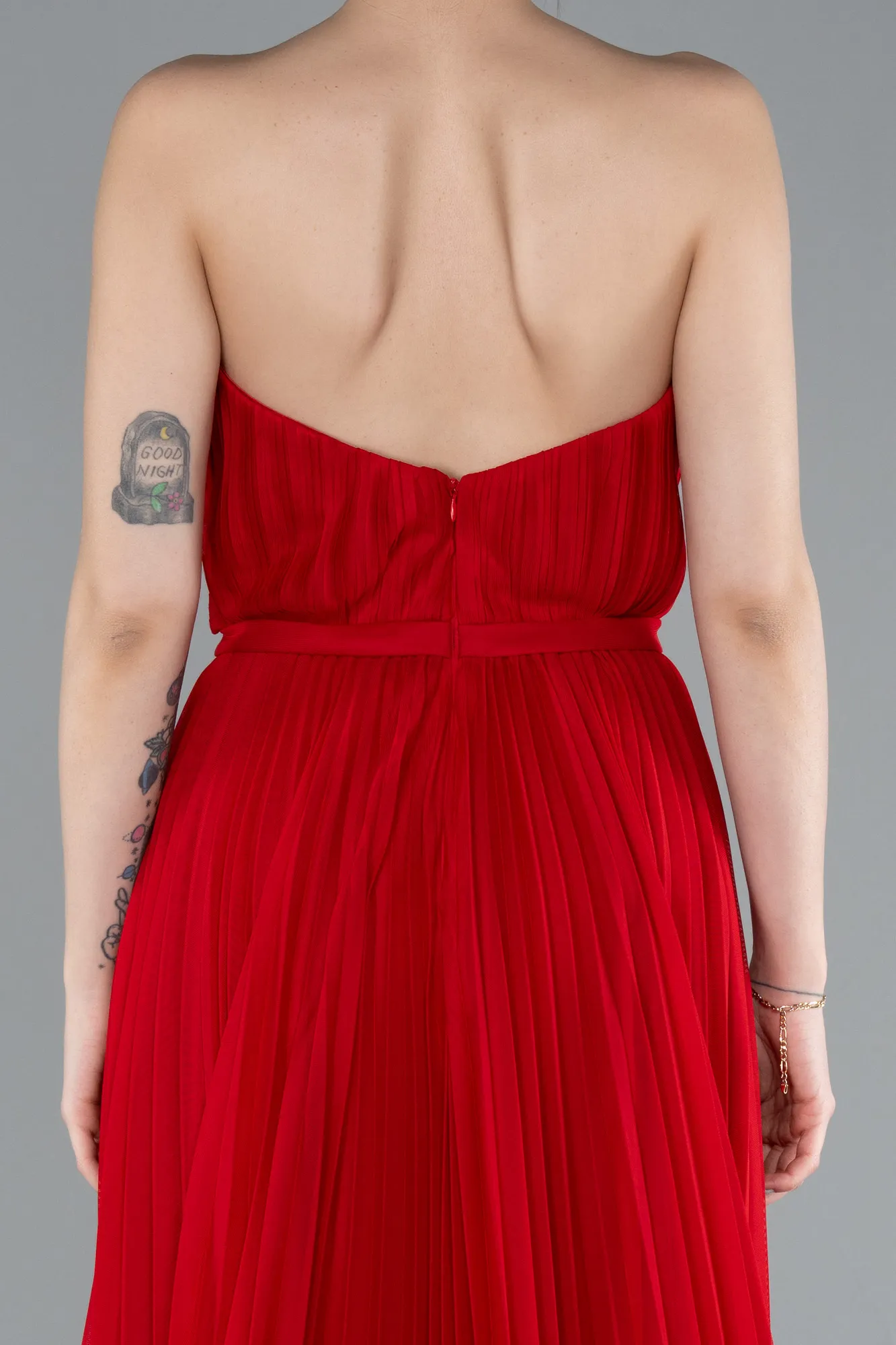 Red-Strapless Long Evening Dress ABU4813