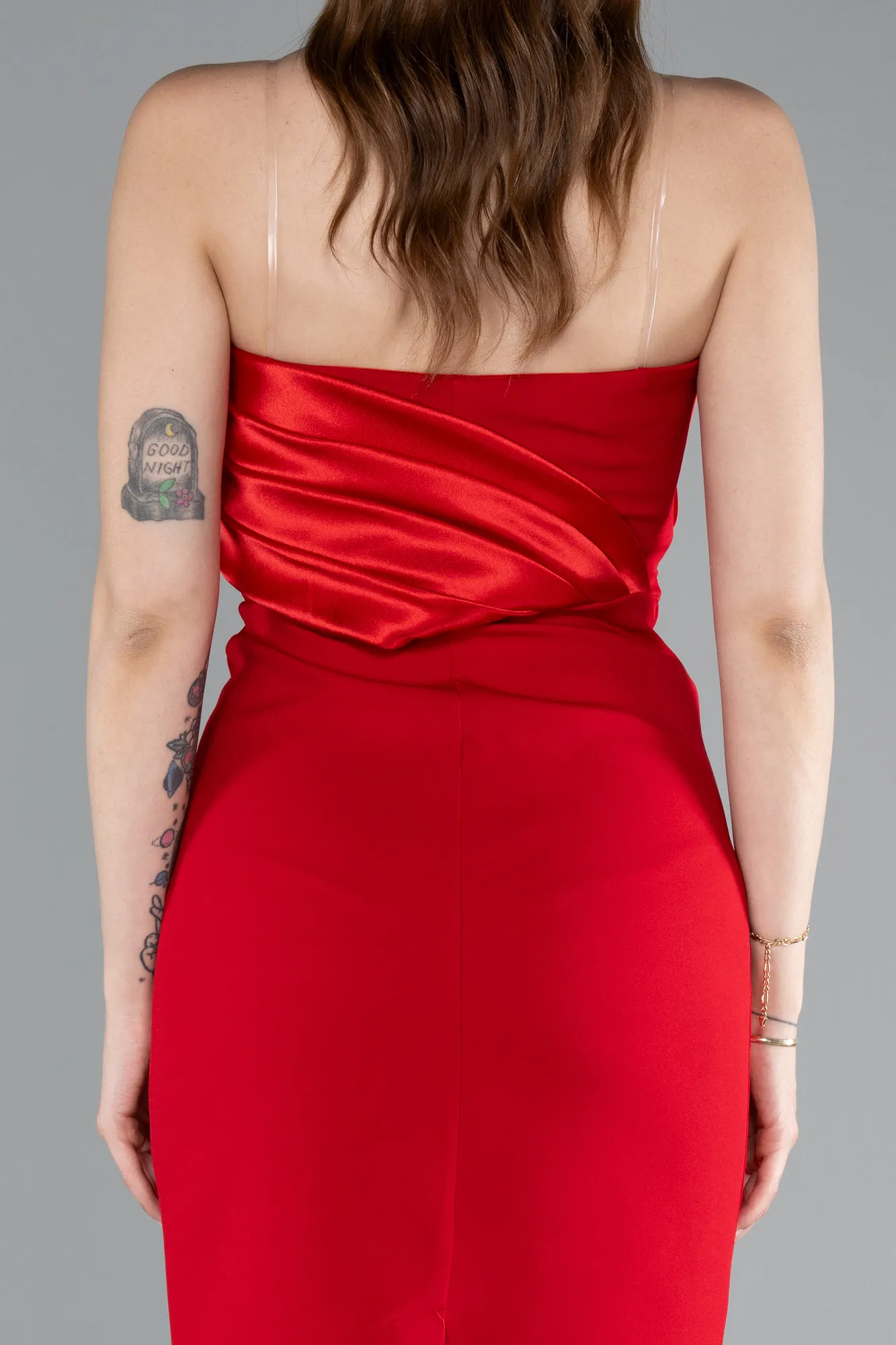 Red-Strapless Train Short Invitation Dress ABK2306