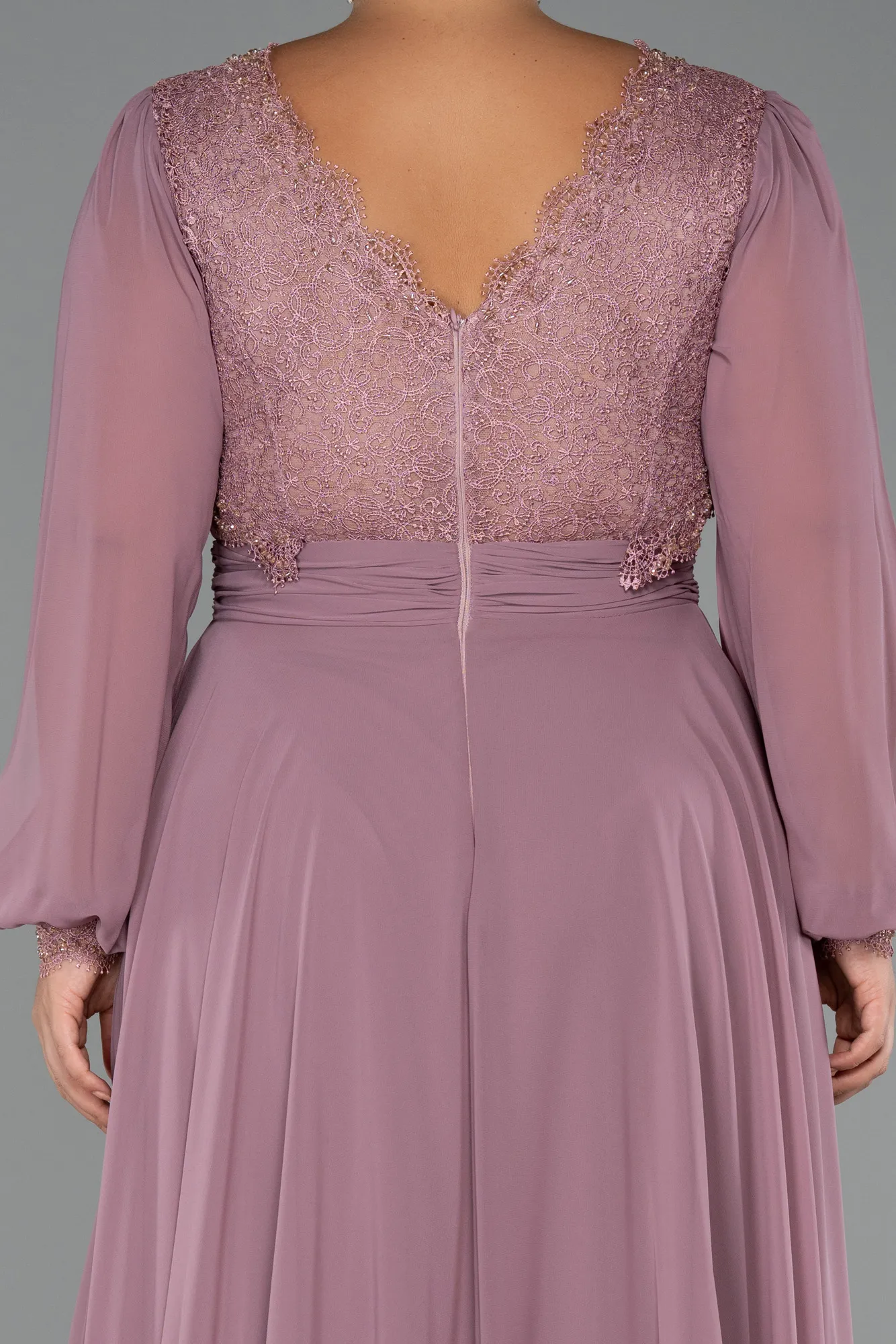 Rose Colored-Long Chiffon Formal Plus Size Dress ABU5276