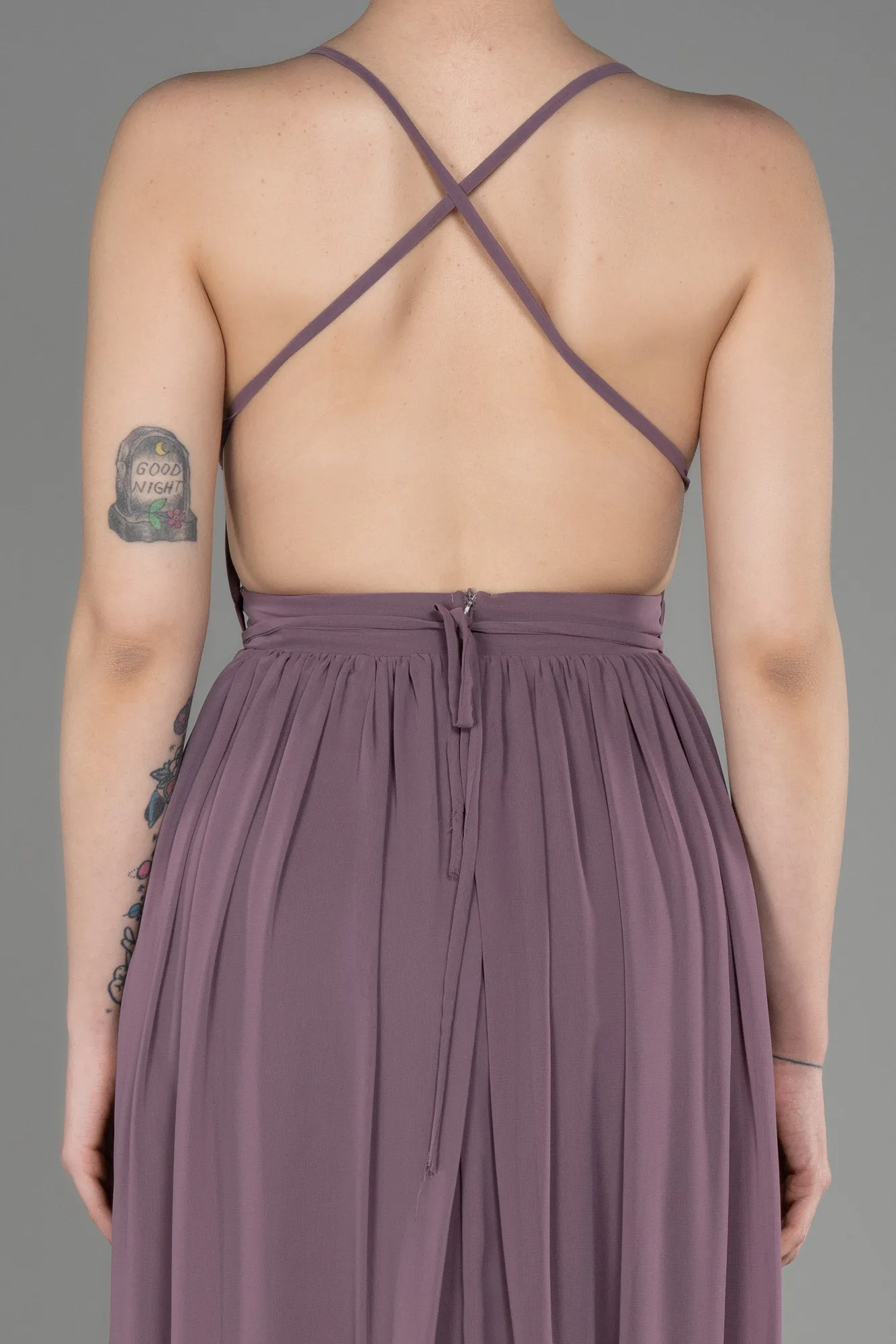 Rose Colored-Long Chiffon Prom Gown ABU3548