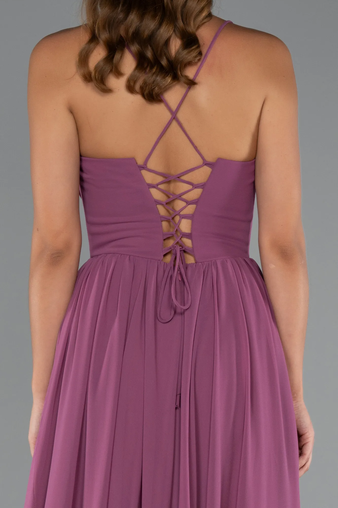 Rose Colored-Long Chiffon Prom Gown ABU5223