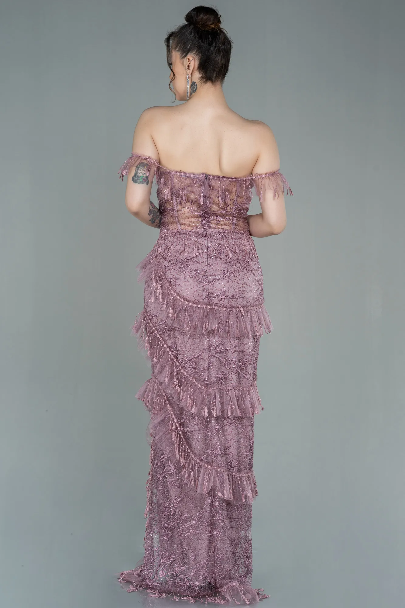 Rose Colored-Long Evening Dress ABU1596