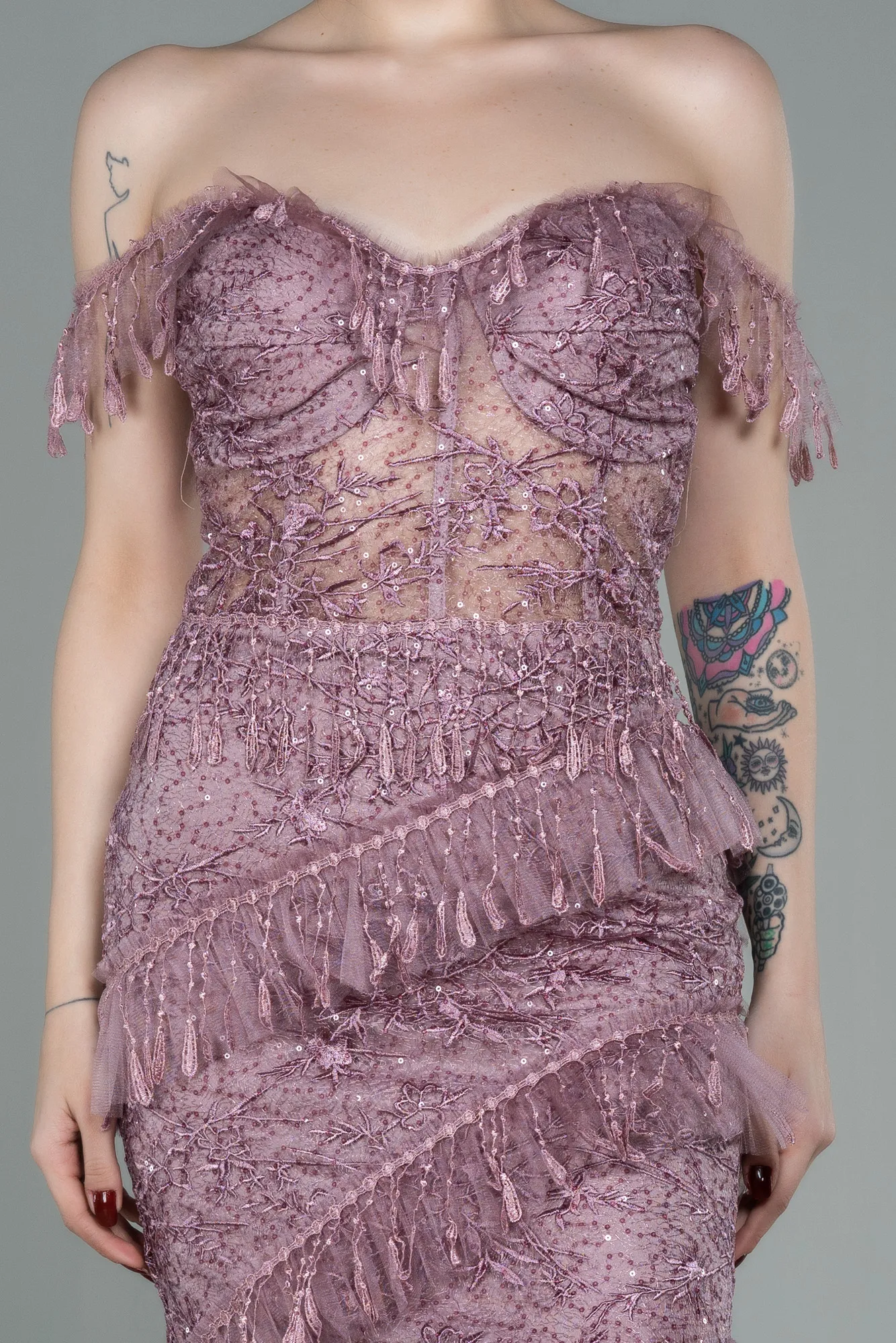 Rose Colored-Long Evening Dress ABU1596