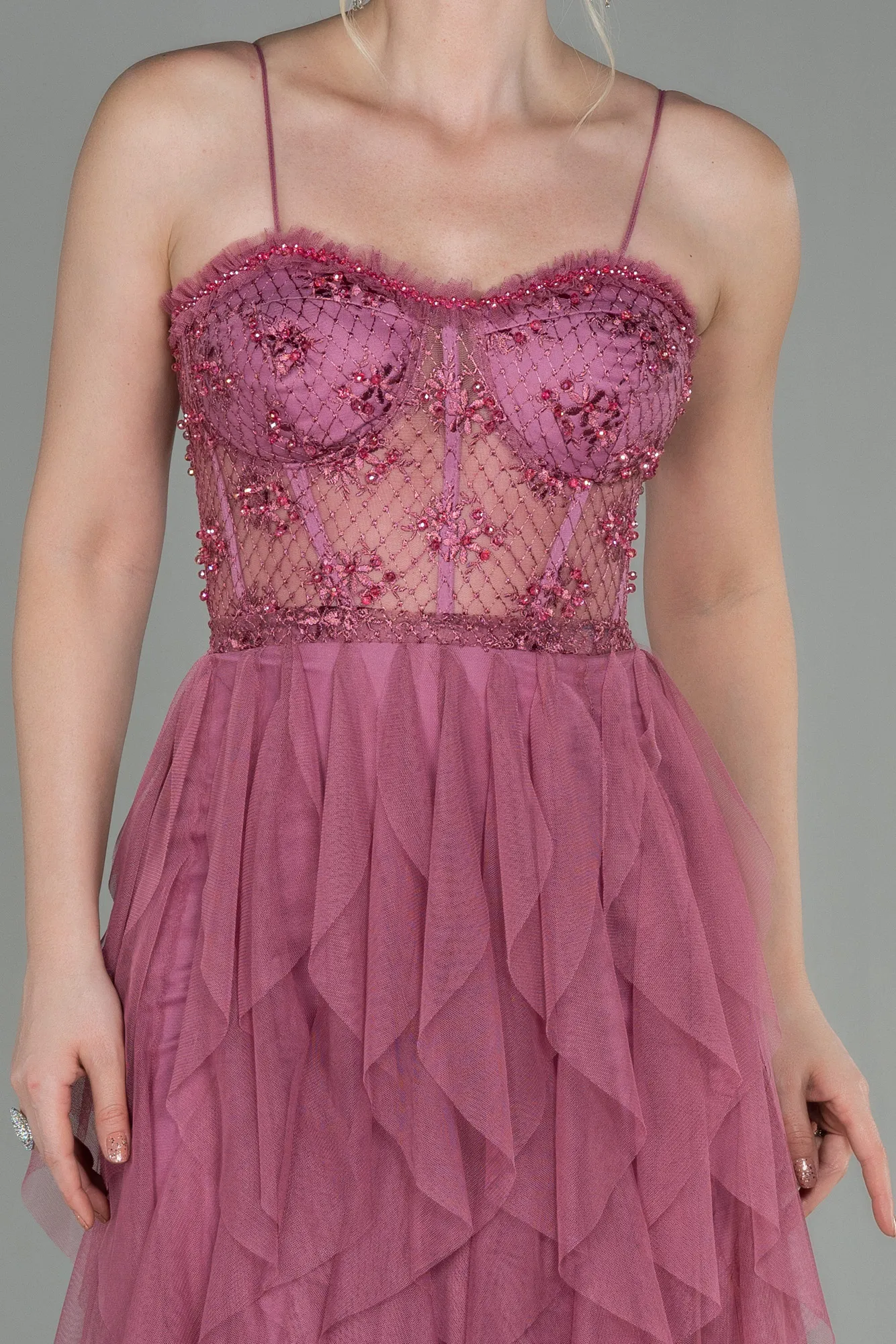 Rose Colored-Long Evening Dress ABU2822