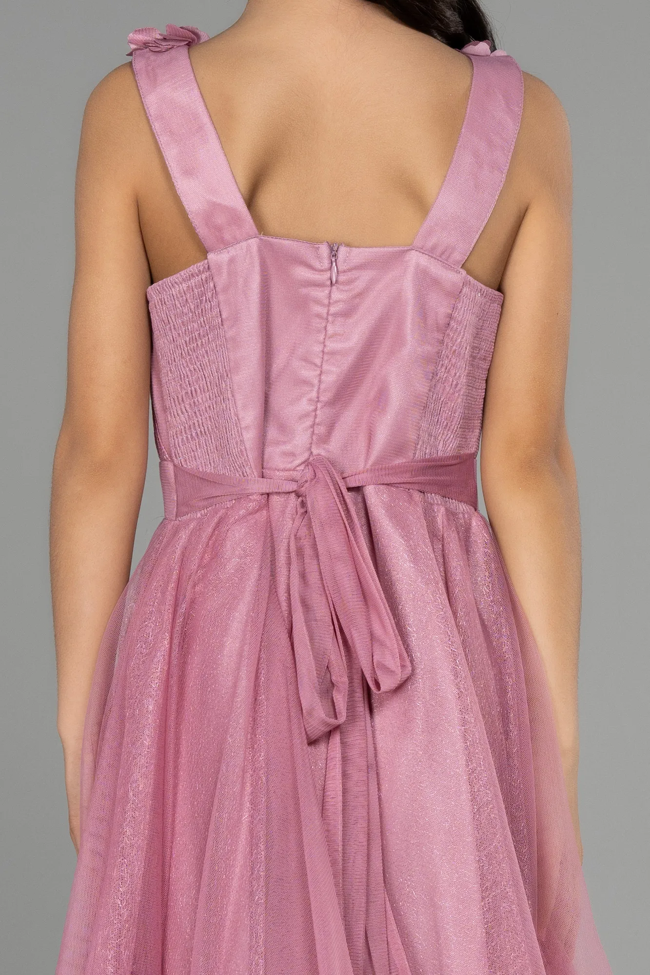 Rose Colored-Long Girl Dress ABU3727