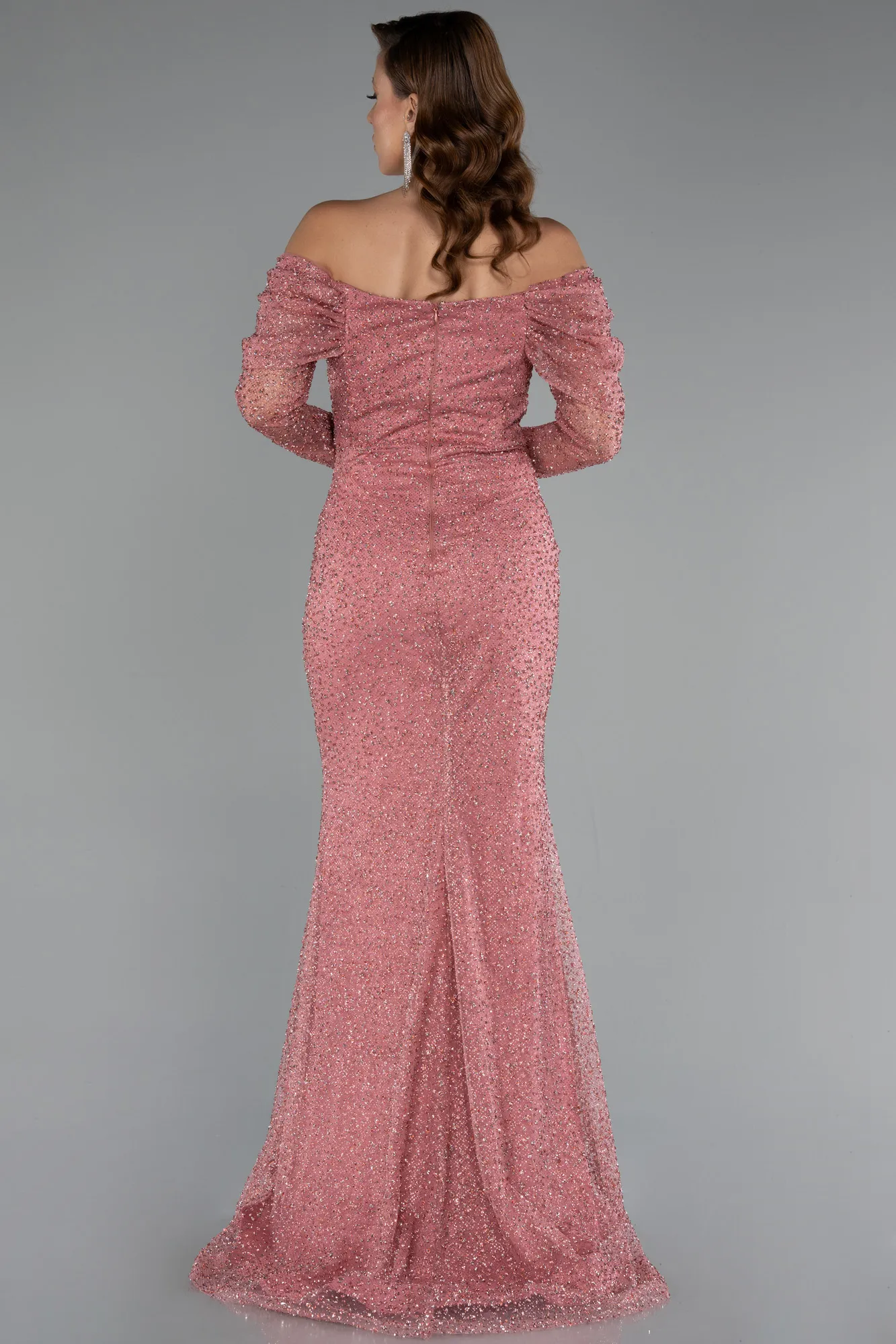Rose Colored-Long Mermaid Prom Dress ABU3756