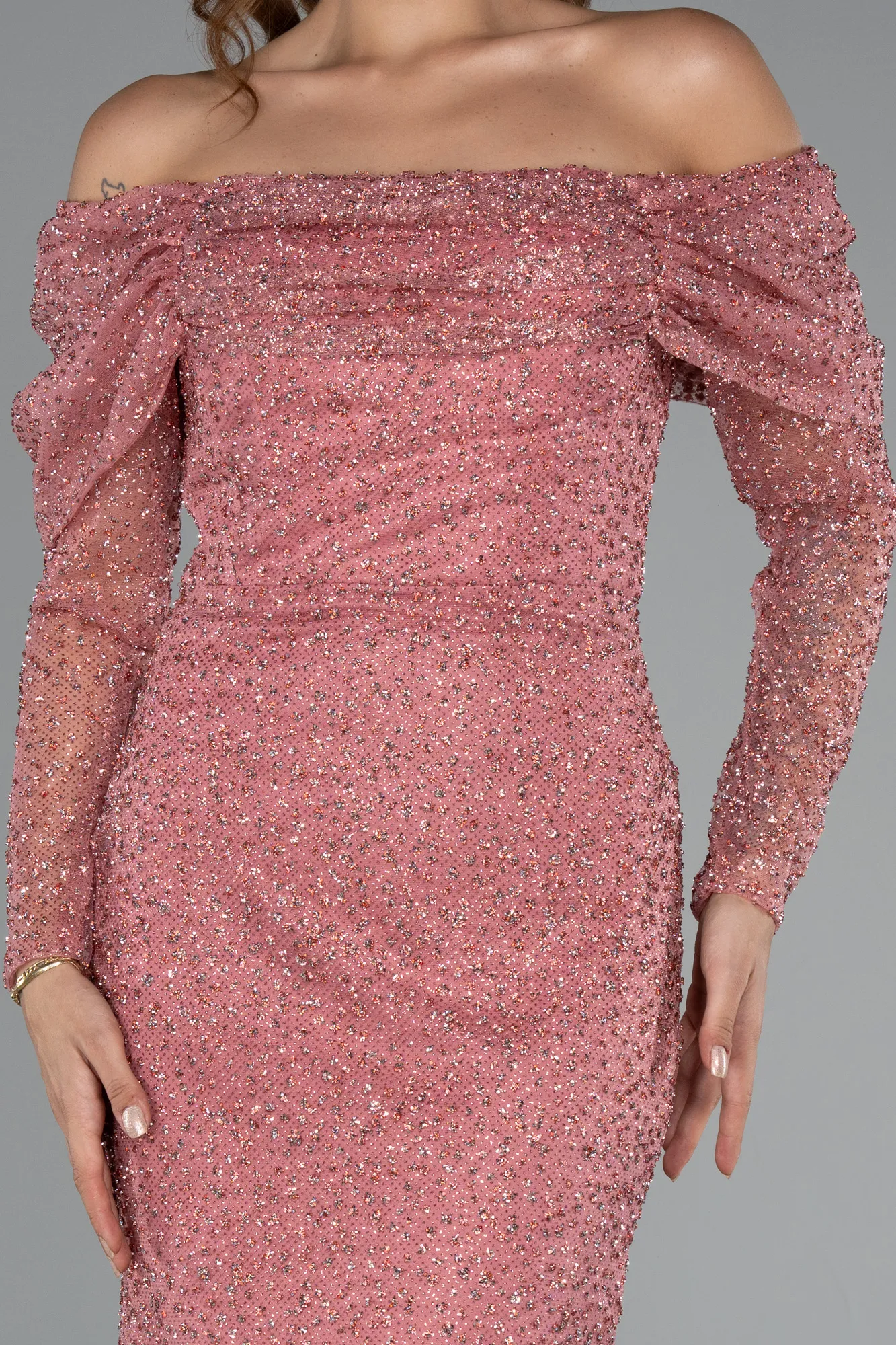 Rose Colored-Long Mermaid Prom Dress ABU3756