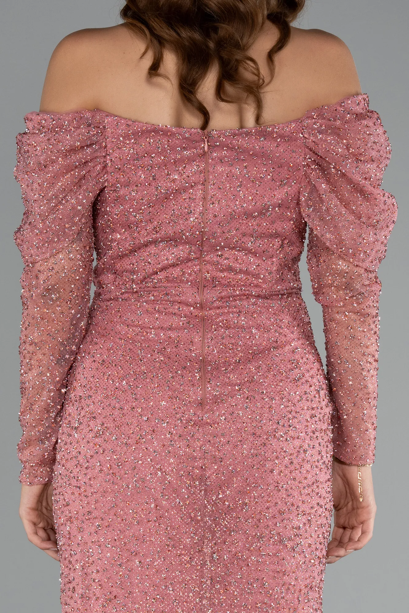 Rose Colored-Long Mermaid Prom Dress ABU3756