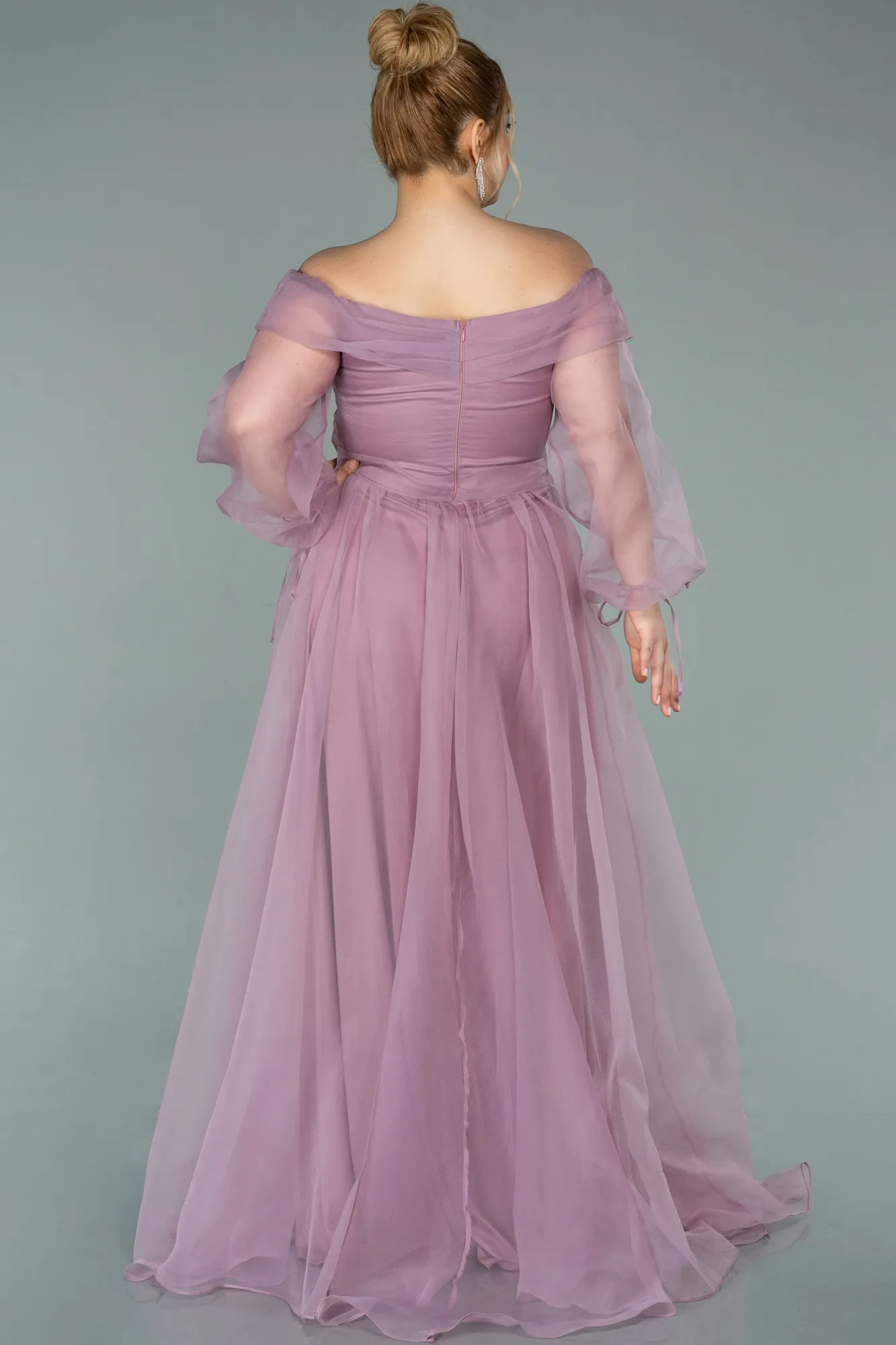 Rose Colored-Long Oversized Evening Dress ABU1535