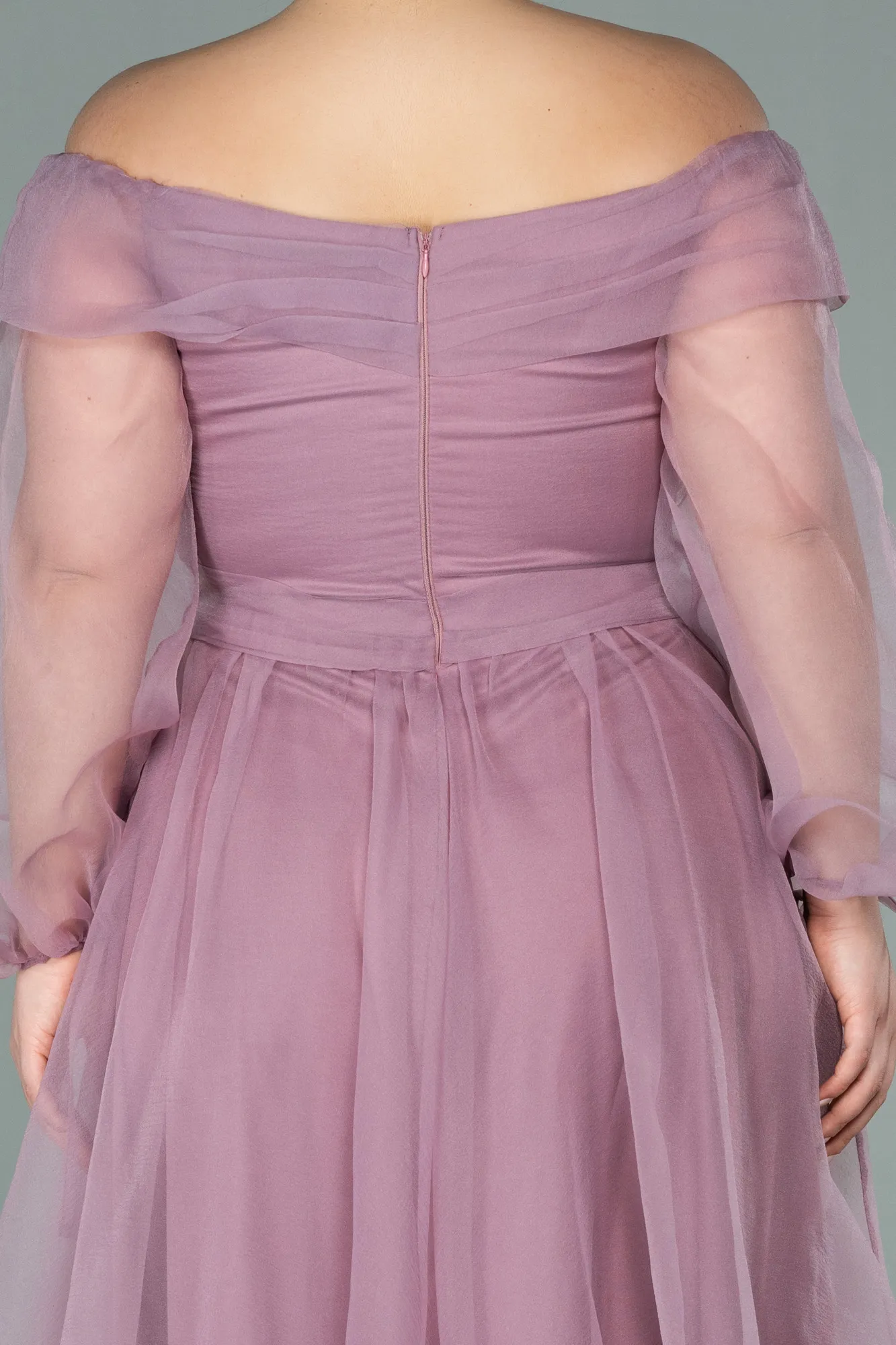 Rose Colored-Long Oversized Evening Dress ABU1535