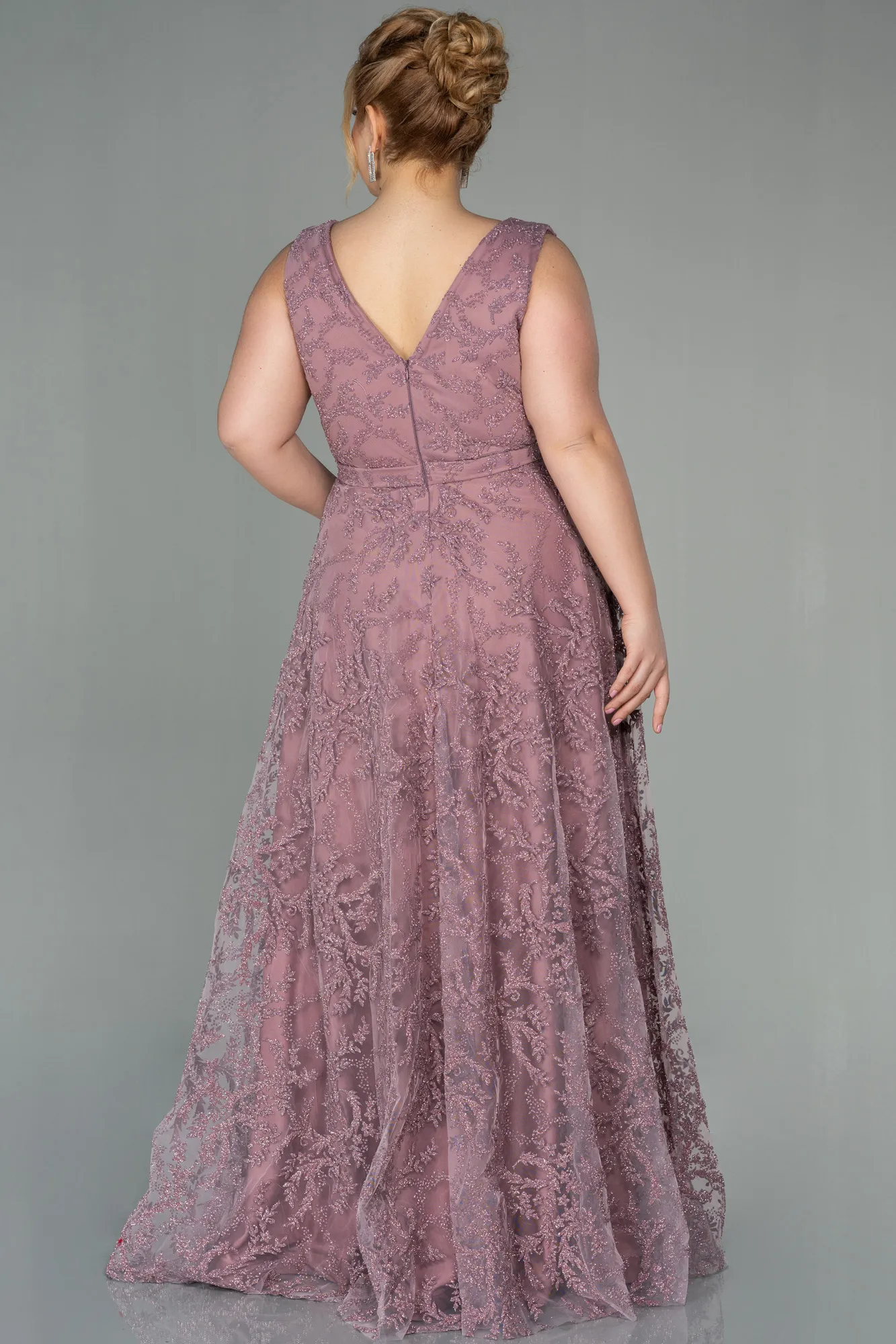 Rose Colored-Long Plus Size Evening Dress ABU2537