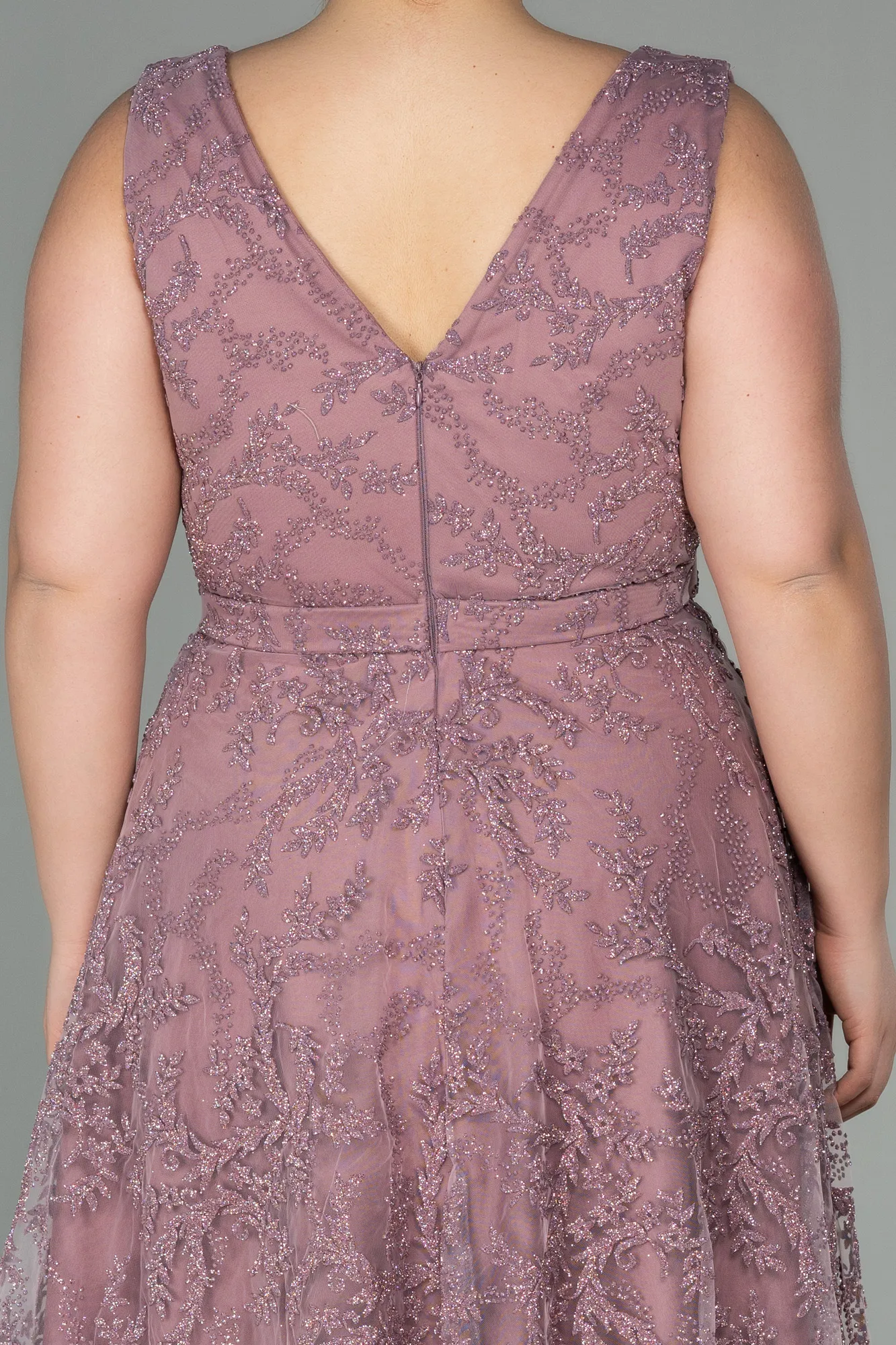 Rose Colored-Long Plus Size Evening Dress ABU2537