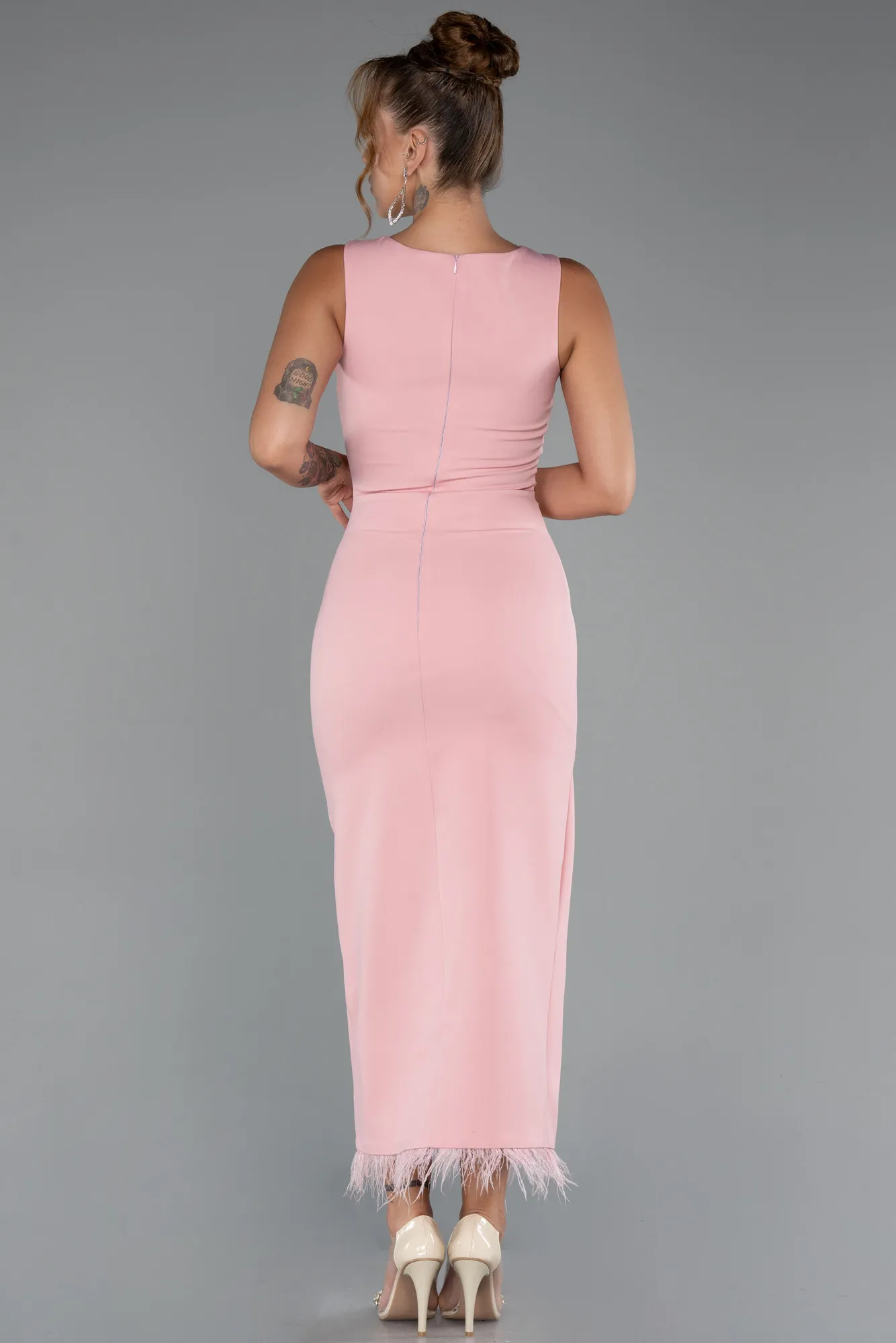 Rose Colored-Midi Cocktail Dress ABK2169