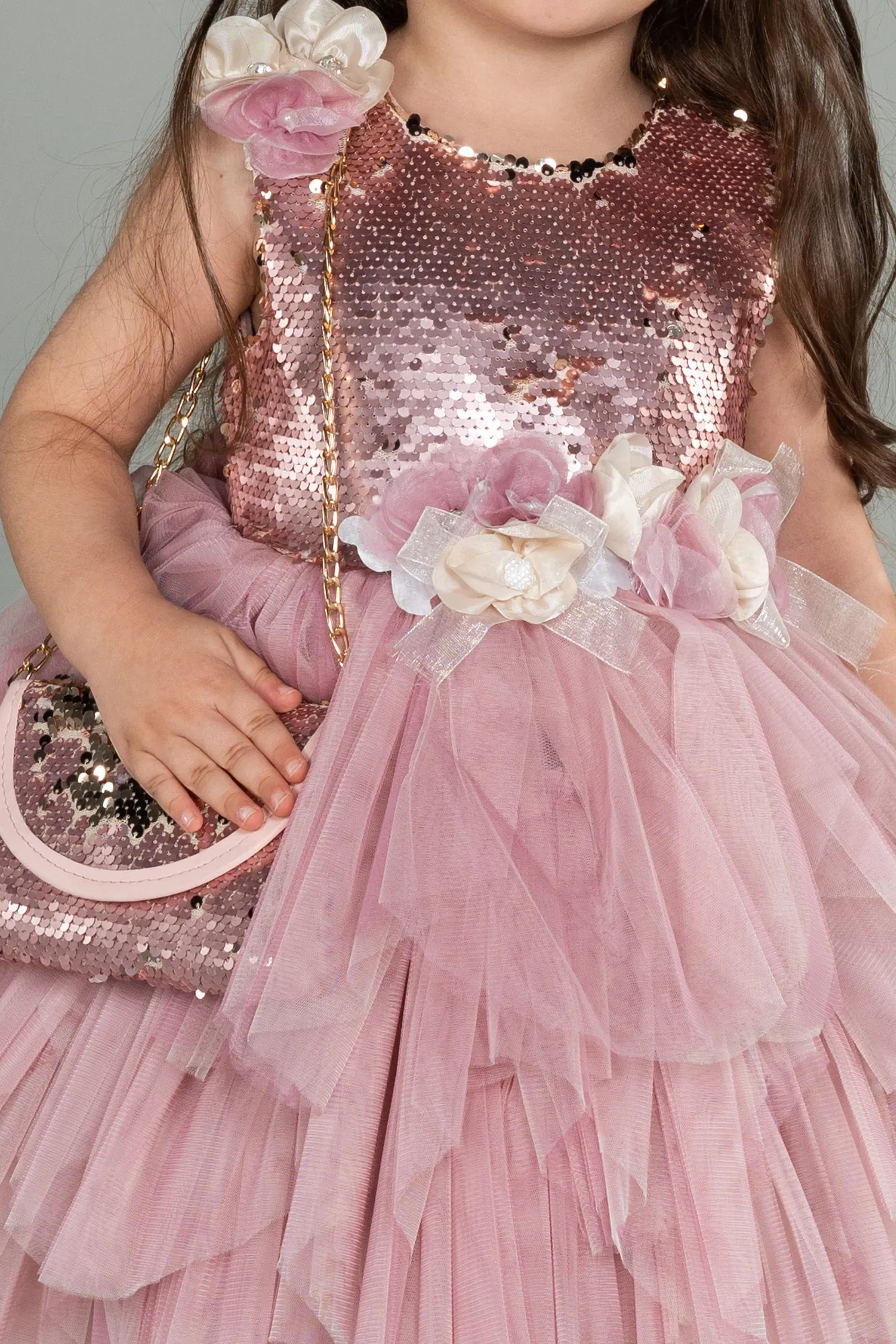 Rose Colored-Short Girl Dress ABK1485