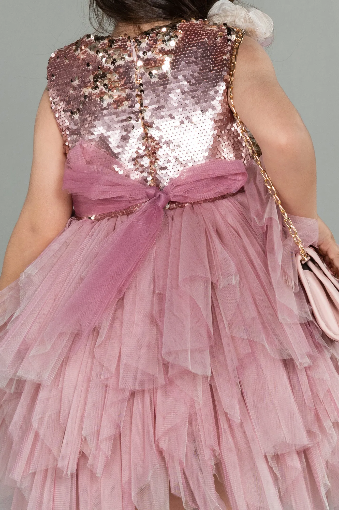 Rose Colored-Short Girl Dress ABK1485