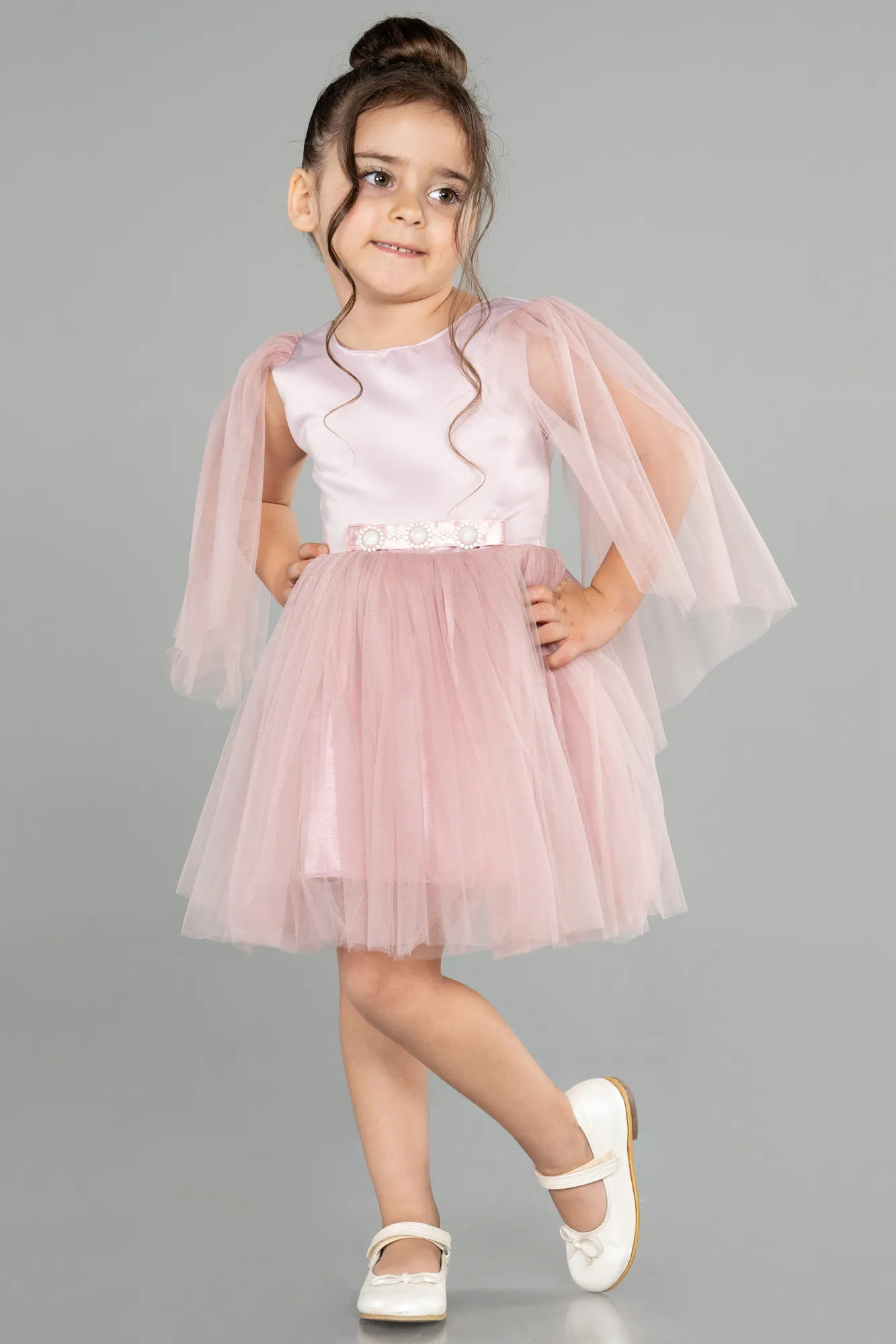 Rose Colored-Short Girl Dress ABK1797