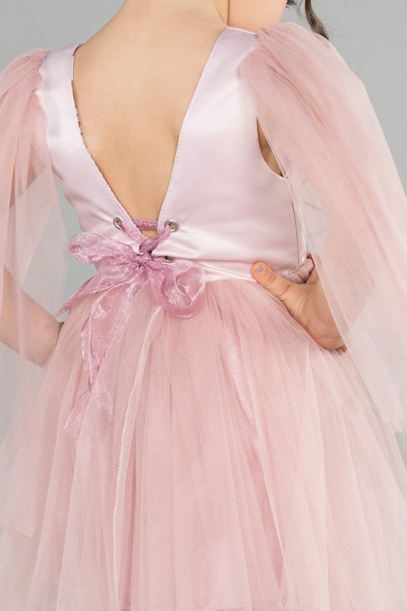 Rose Colored-Short Girl Dress ABK1797