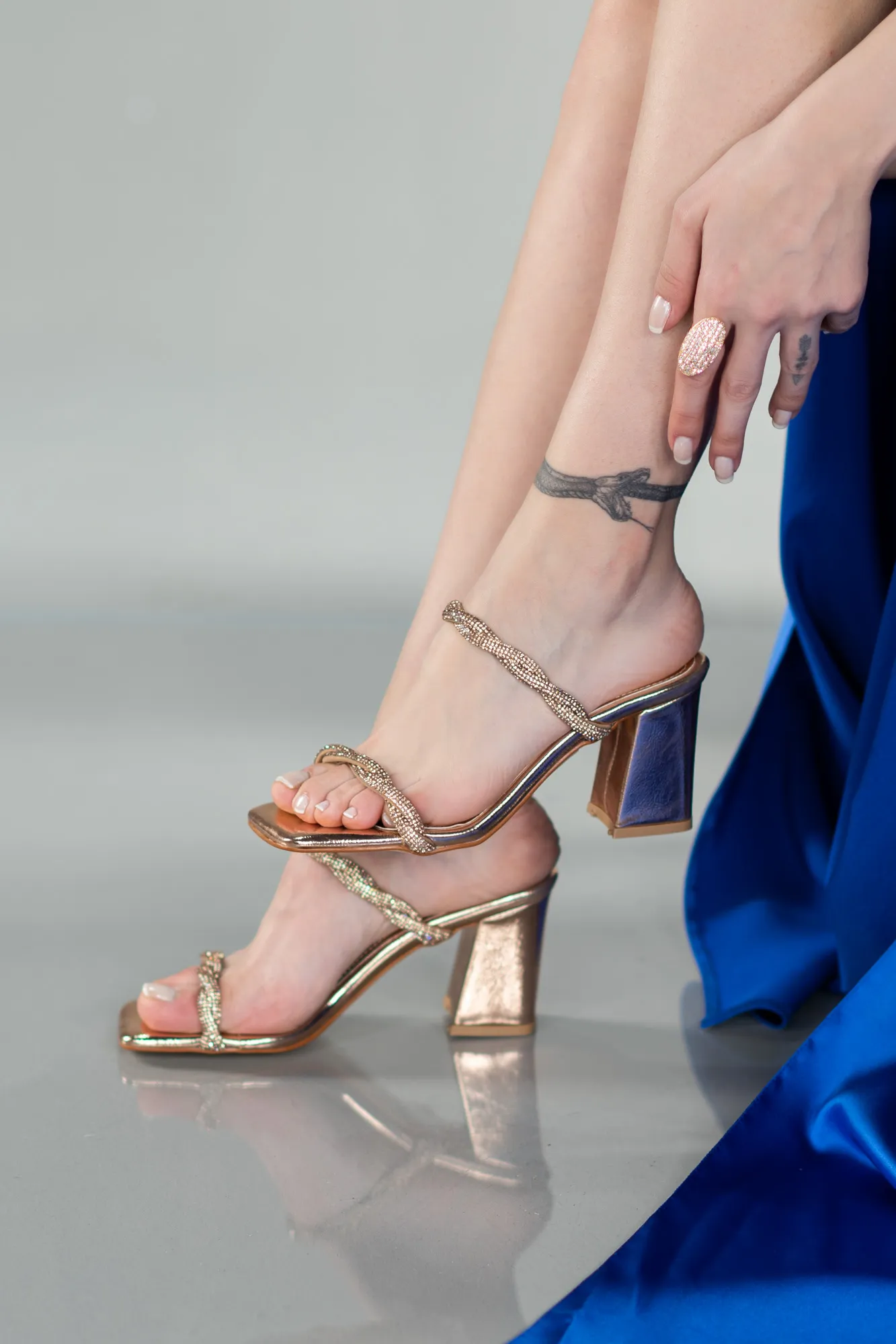 Rose-Mirror Evening Heeled Slippers AB1075