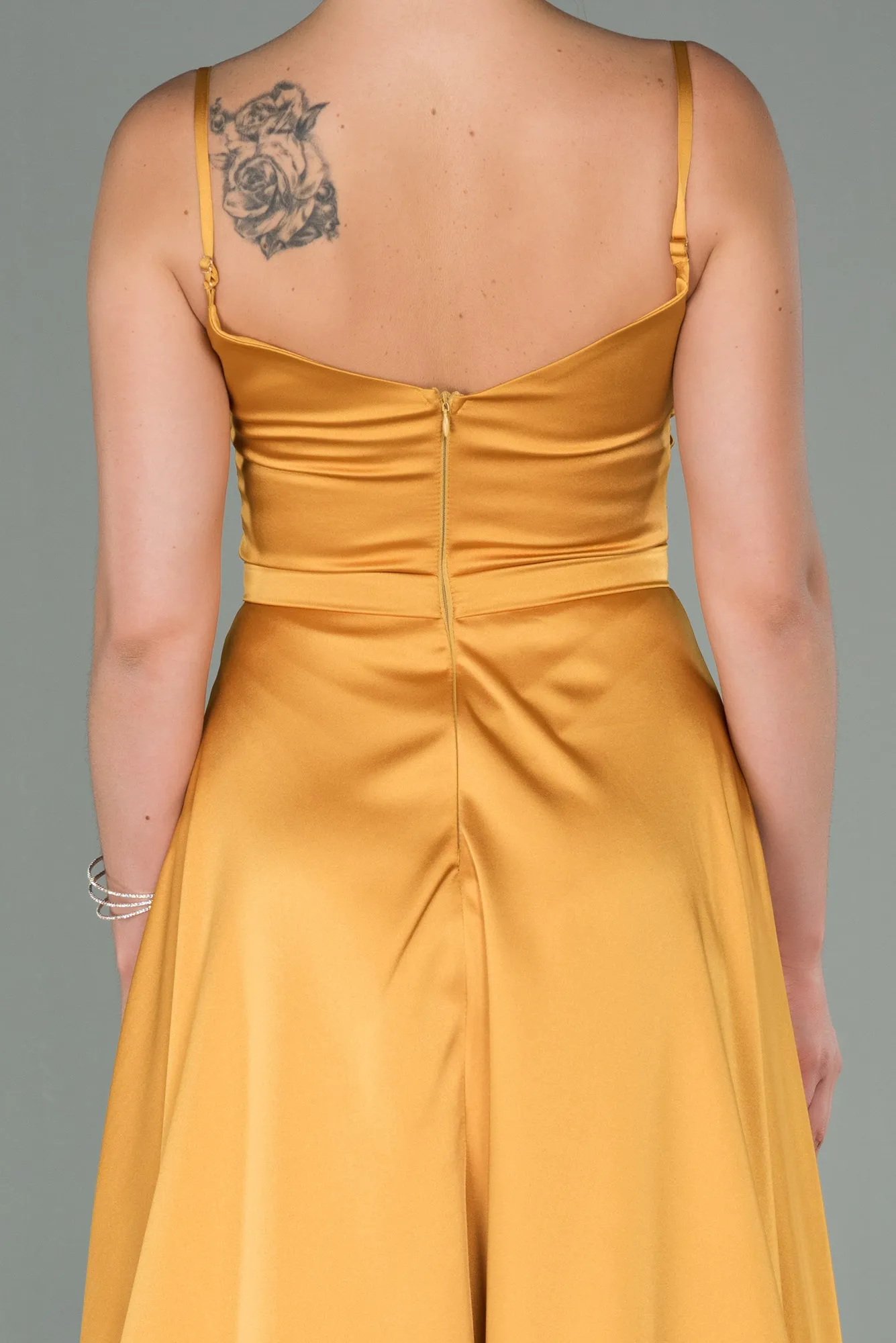 Saffron-Long Satin Evening Dress ABU1601
