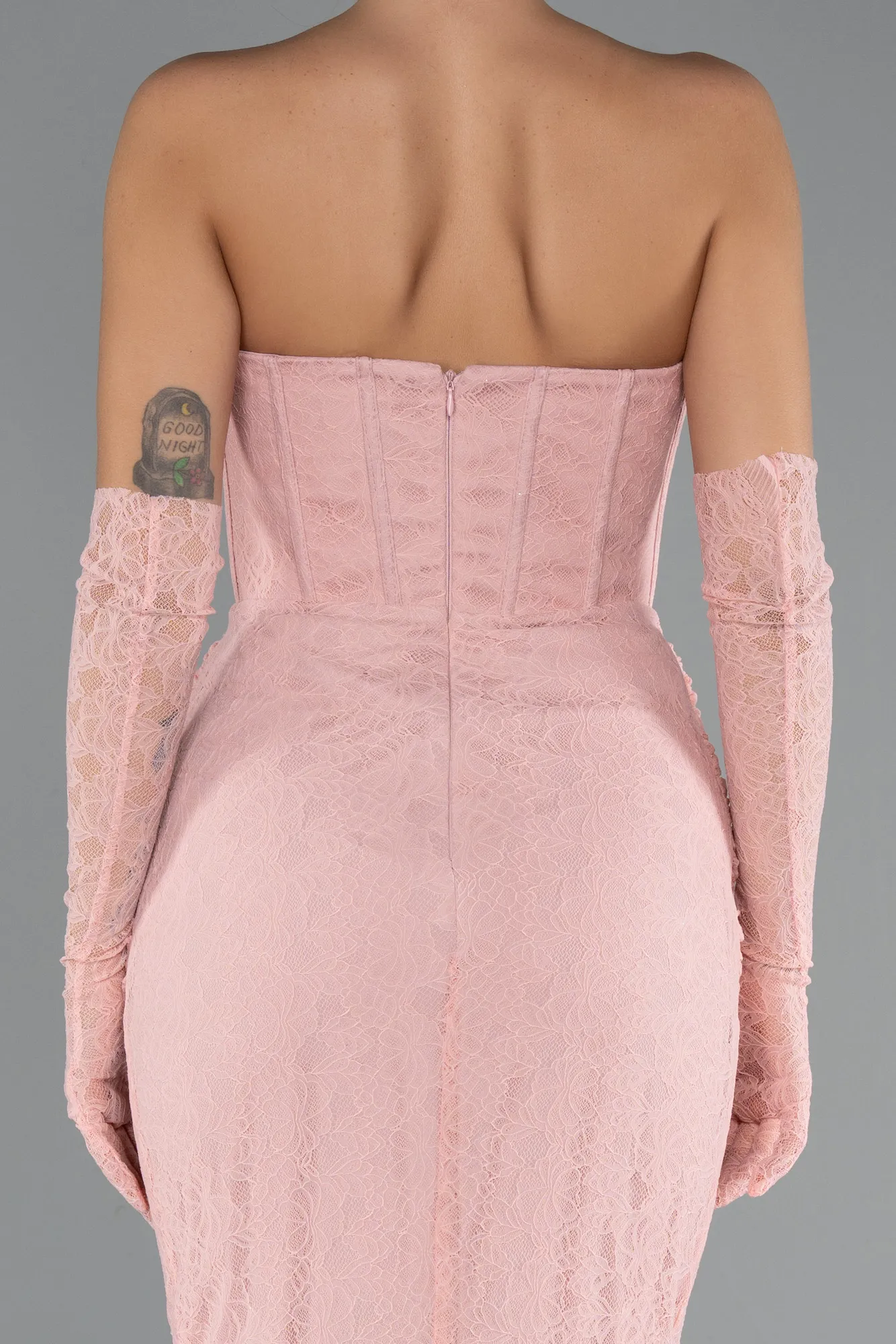 Salmon-Long Dantelle Mermaid Evening Gown ABU5215