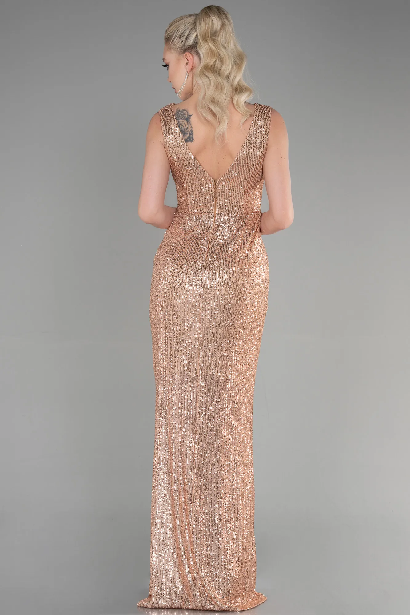 Salmon-Long Evening Dress ABU3636