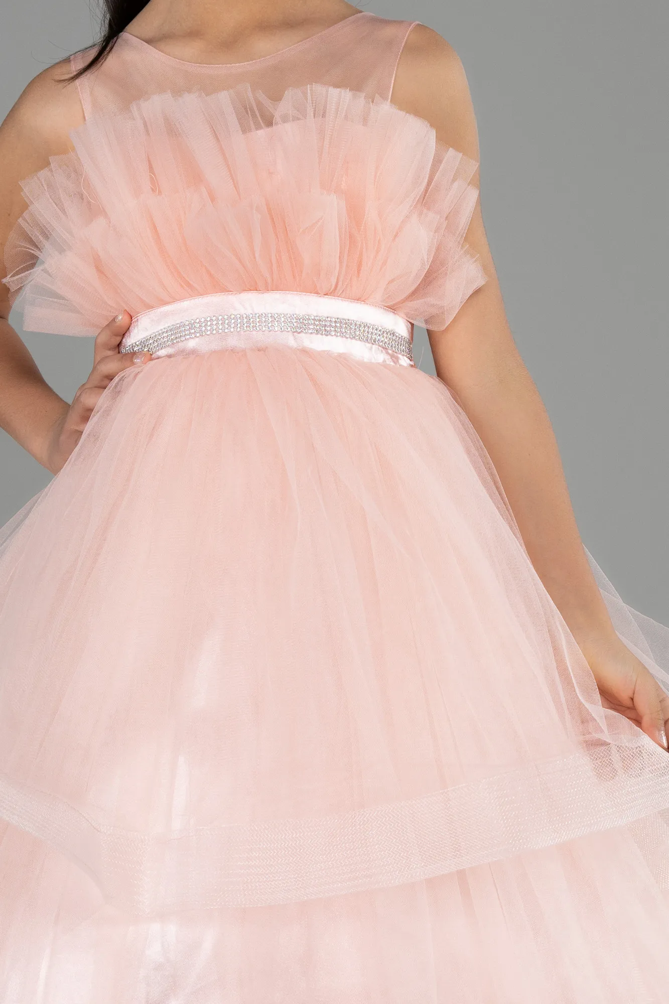 Salmon-Long Evening Dress ABU3792