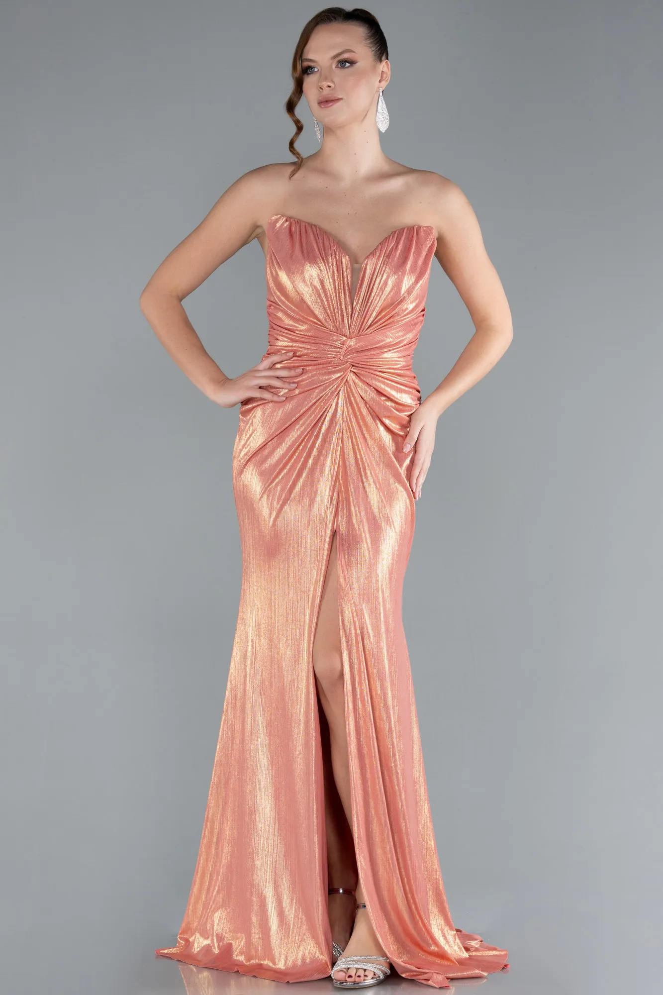 Salmon-Long Evening Dress ABU4623