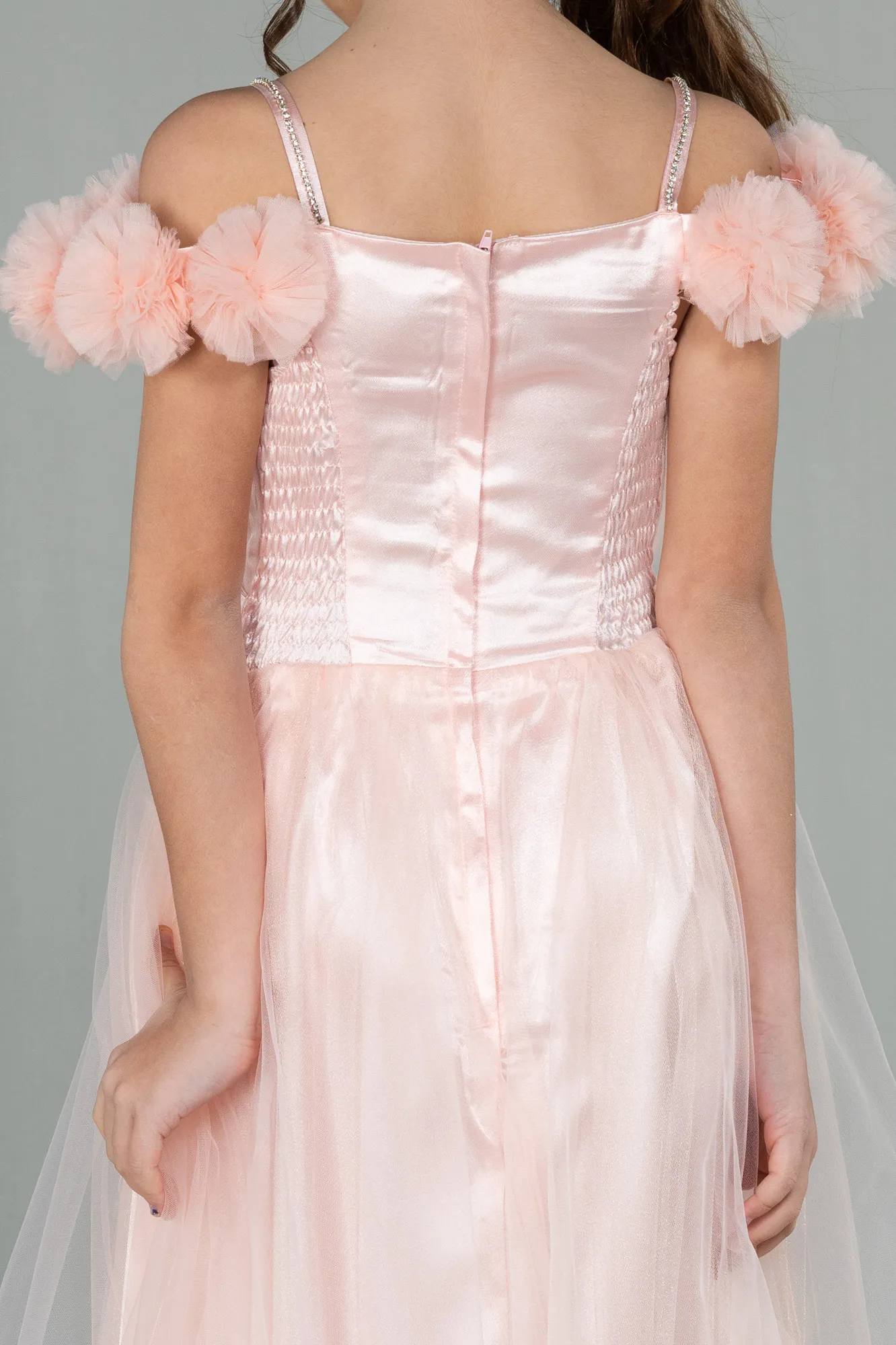 Salmon-Long Girl Dress ABU2452