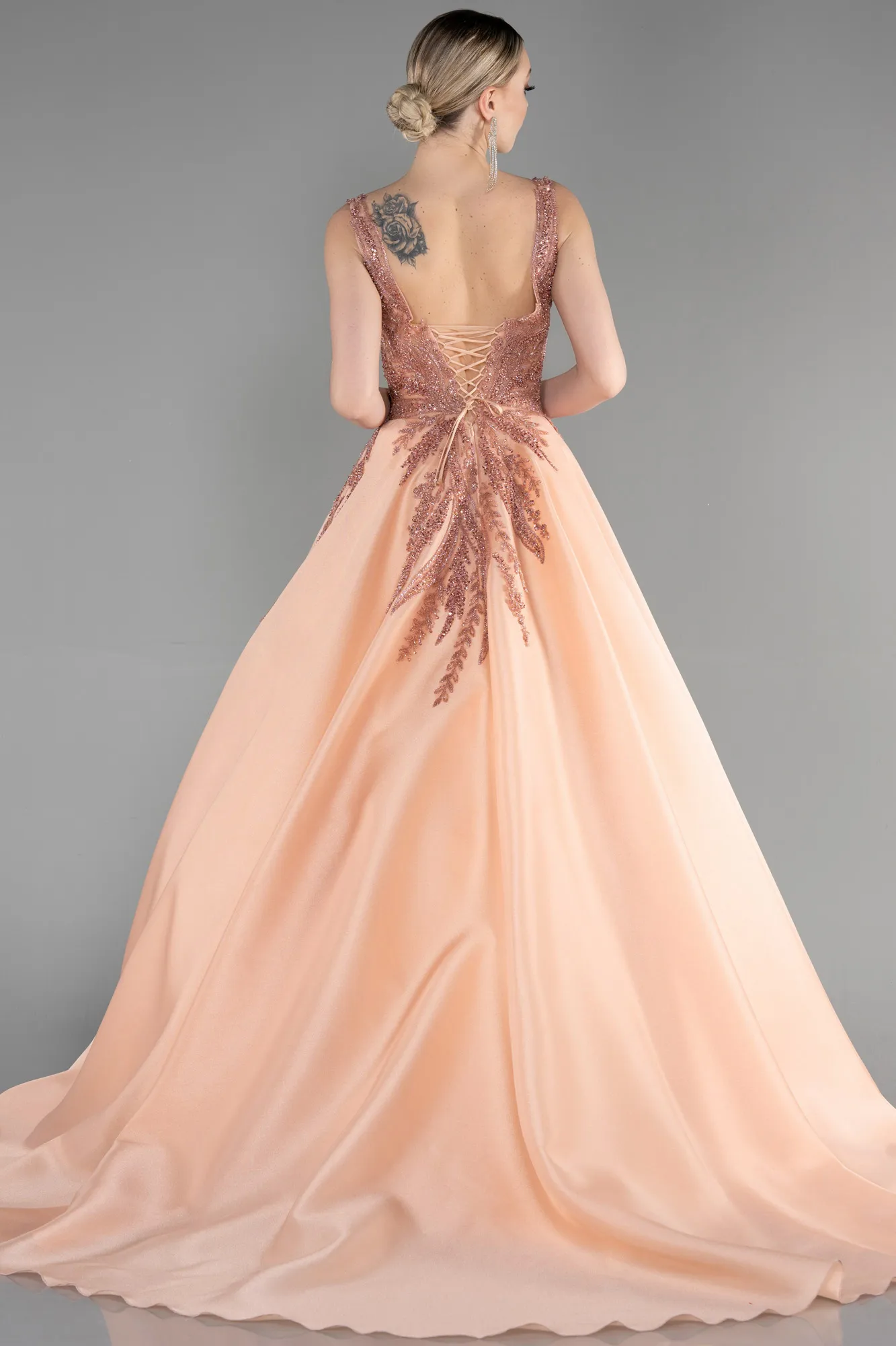 Salmon-Long Haute Couture Dress ABU3597