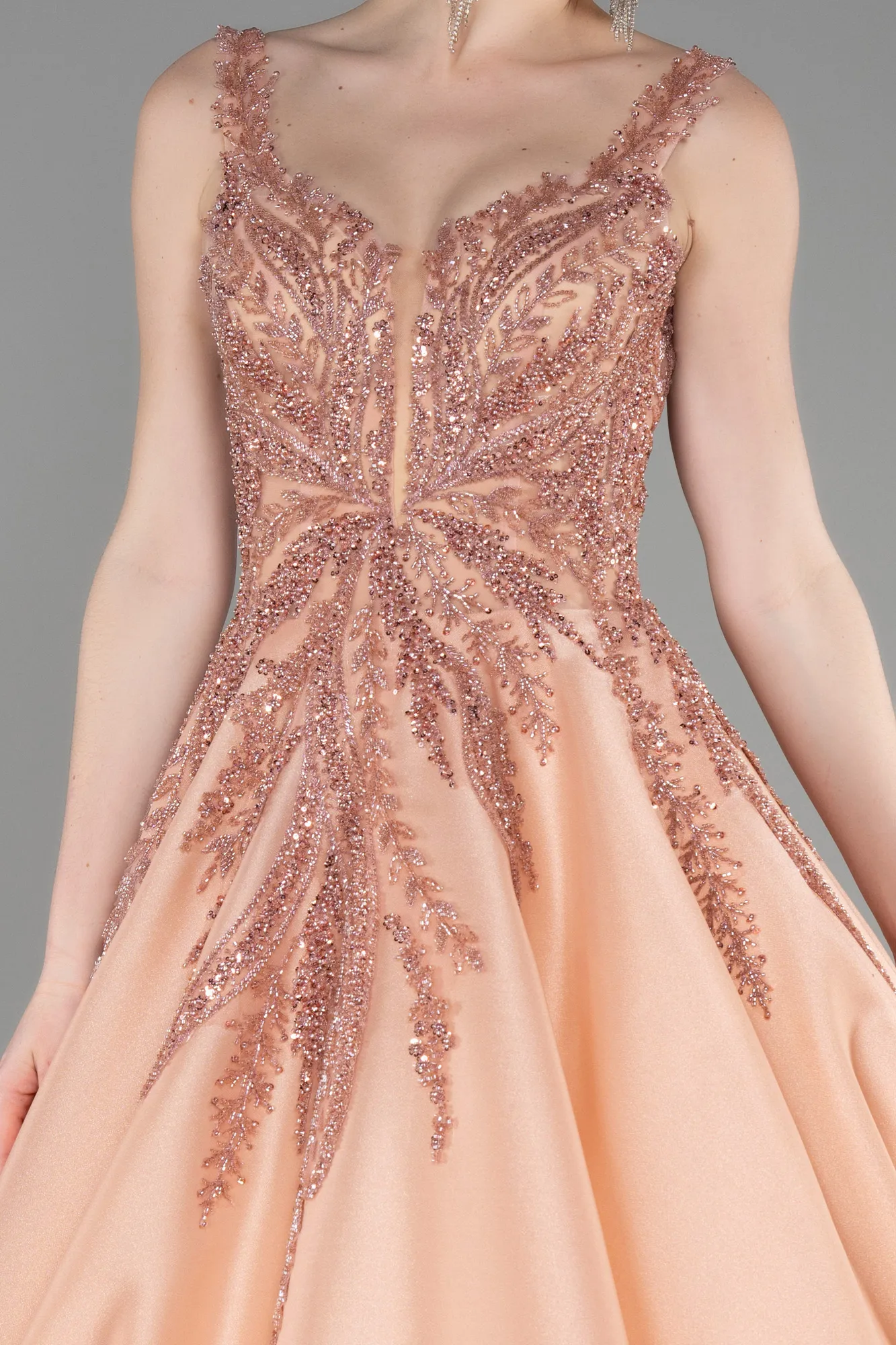 Salmon-Long Haute Couture Dress ABU3597