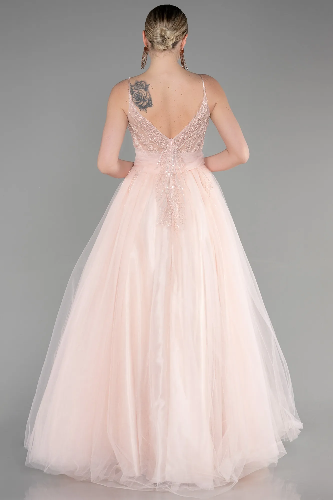 Salmon-Long Haute Couture Dress ABU3606