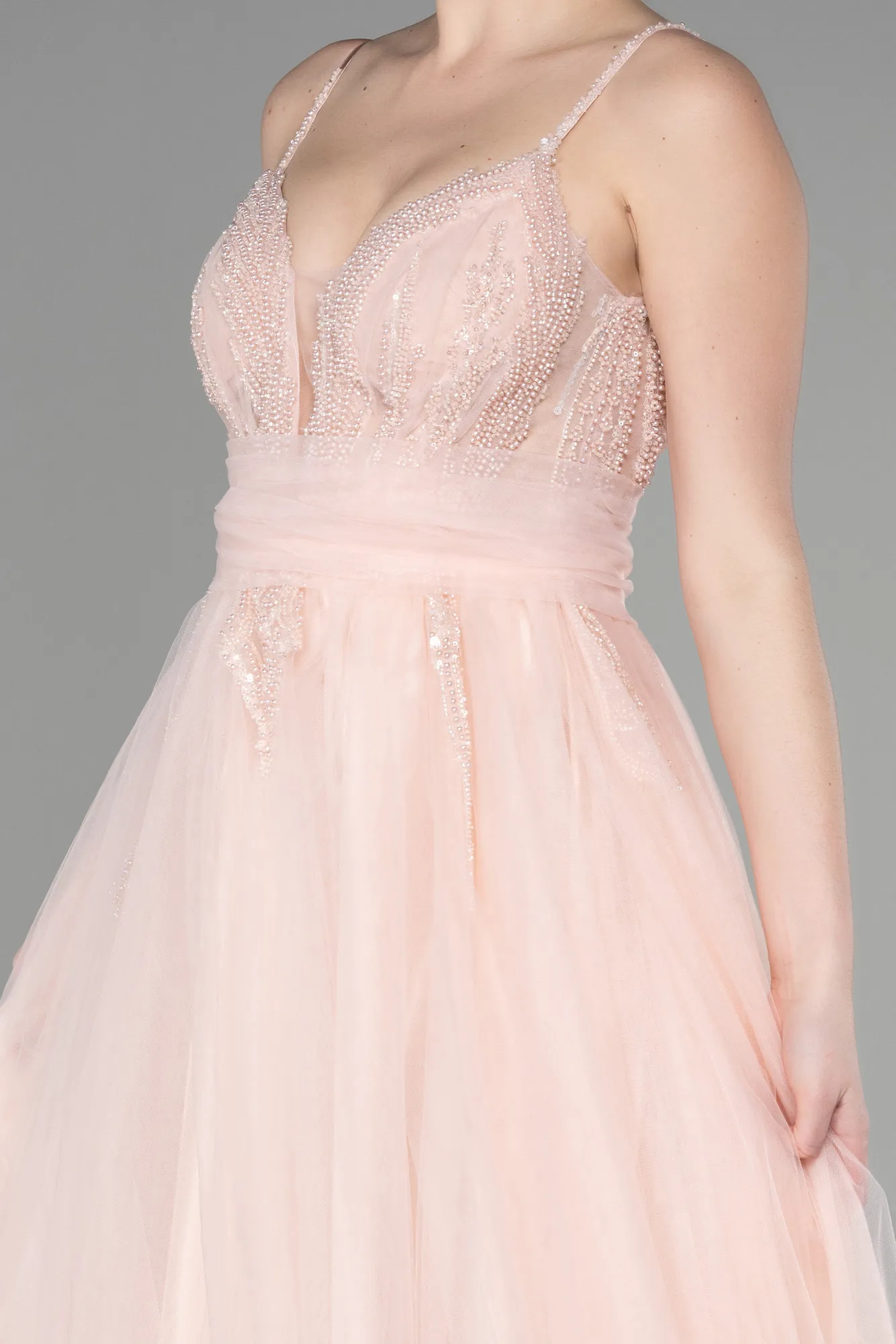 Salmon-Long Haute Couture Dress ABU3606