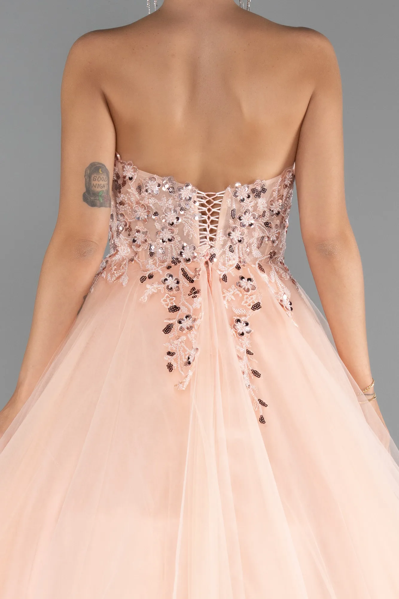 Salmon-Long Haute Couture Dress ABU5342