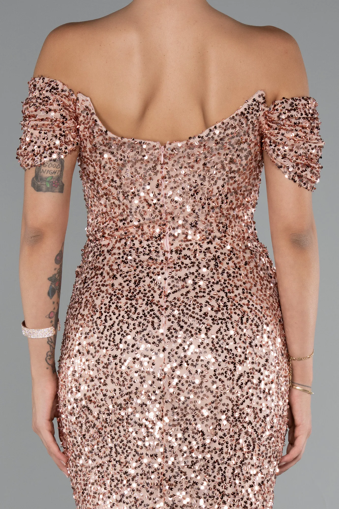 Salmon-Long Scaly Mermaid Evening Gown ABU4906