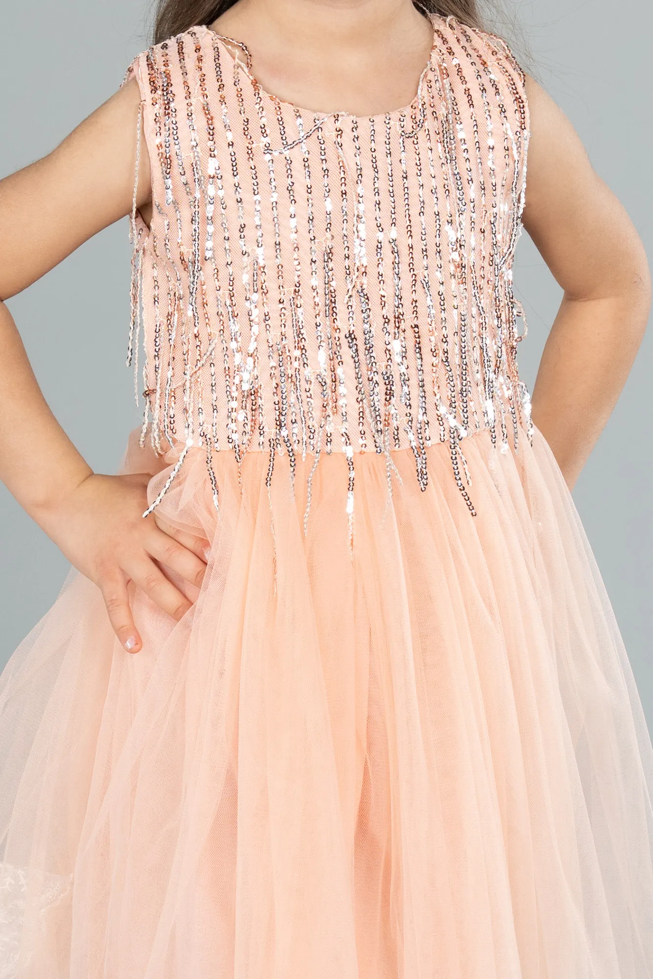 Salmon-Midi Girl Dress ABK2300