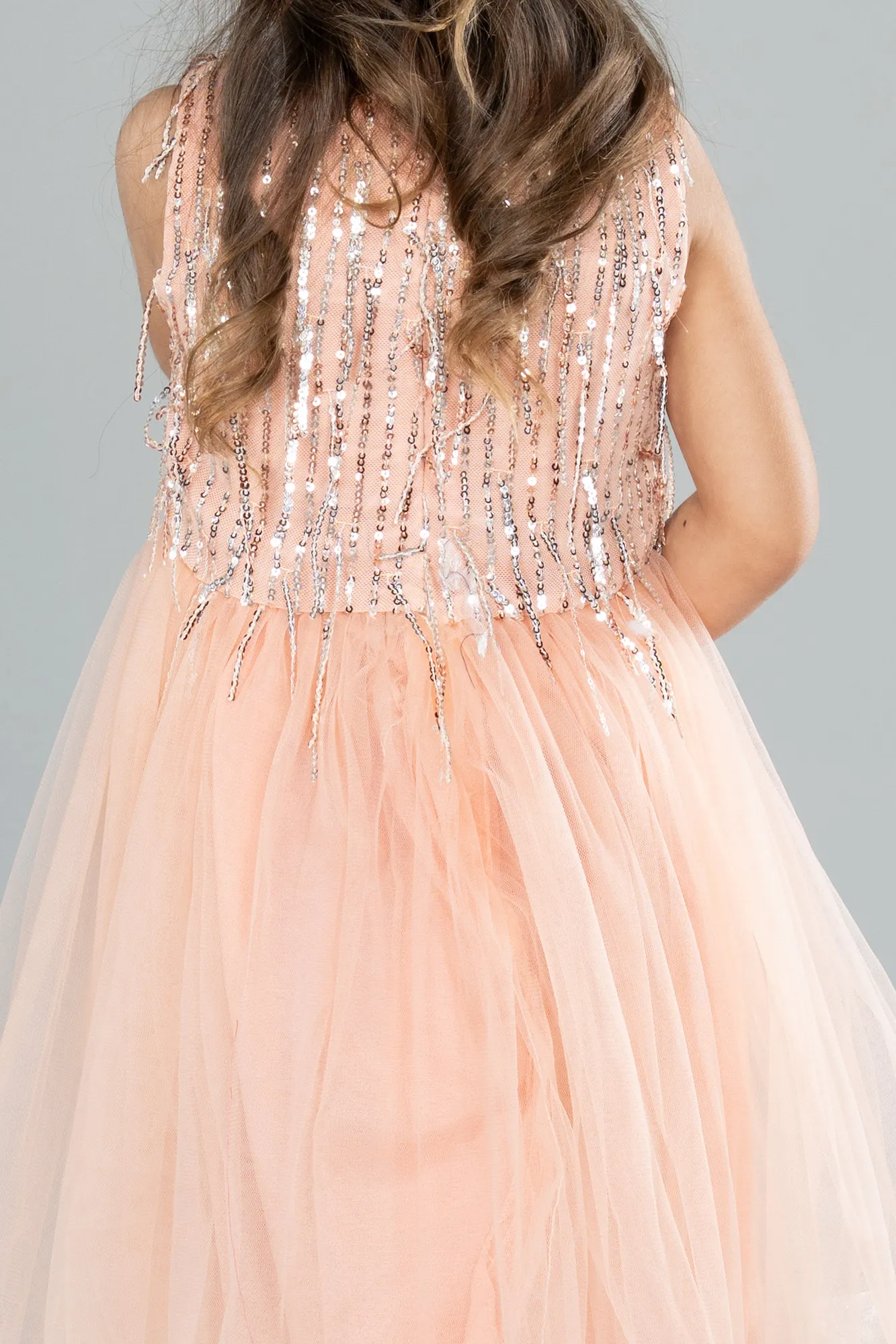 Salmon-Midi Girl Dress ABK2300