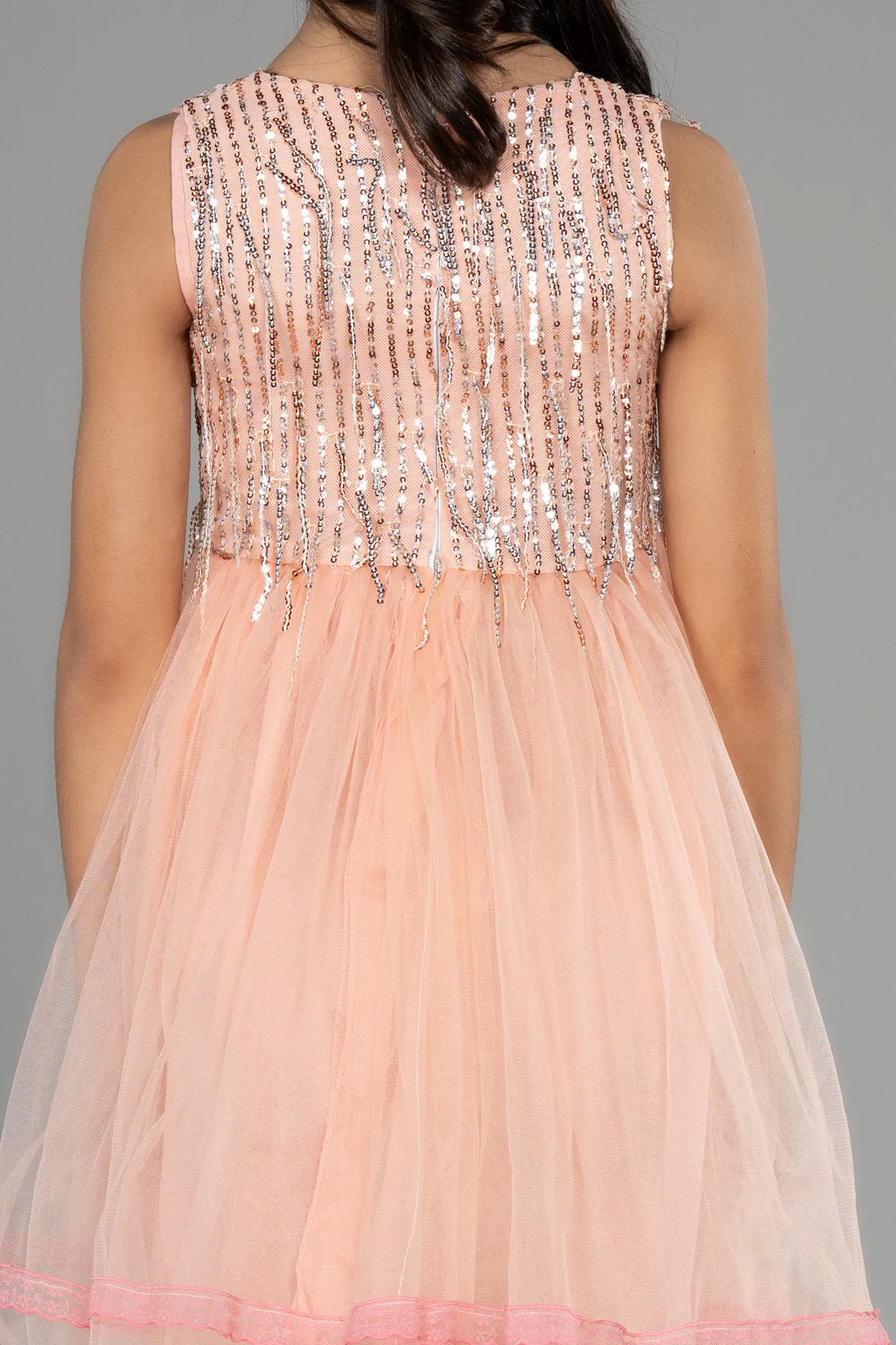 Salmon-Short Girl Dress ABK1973