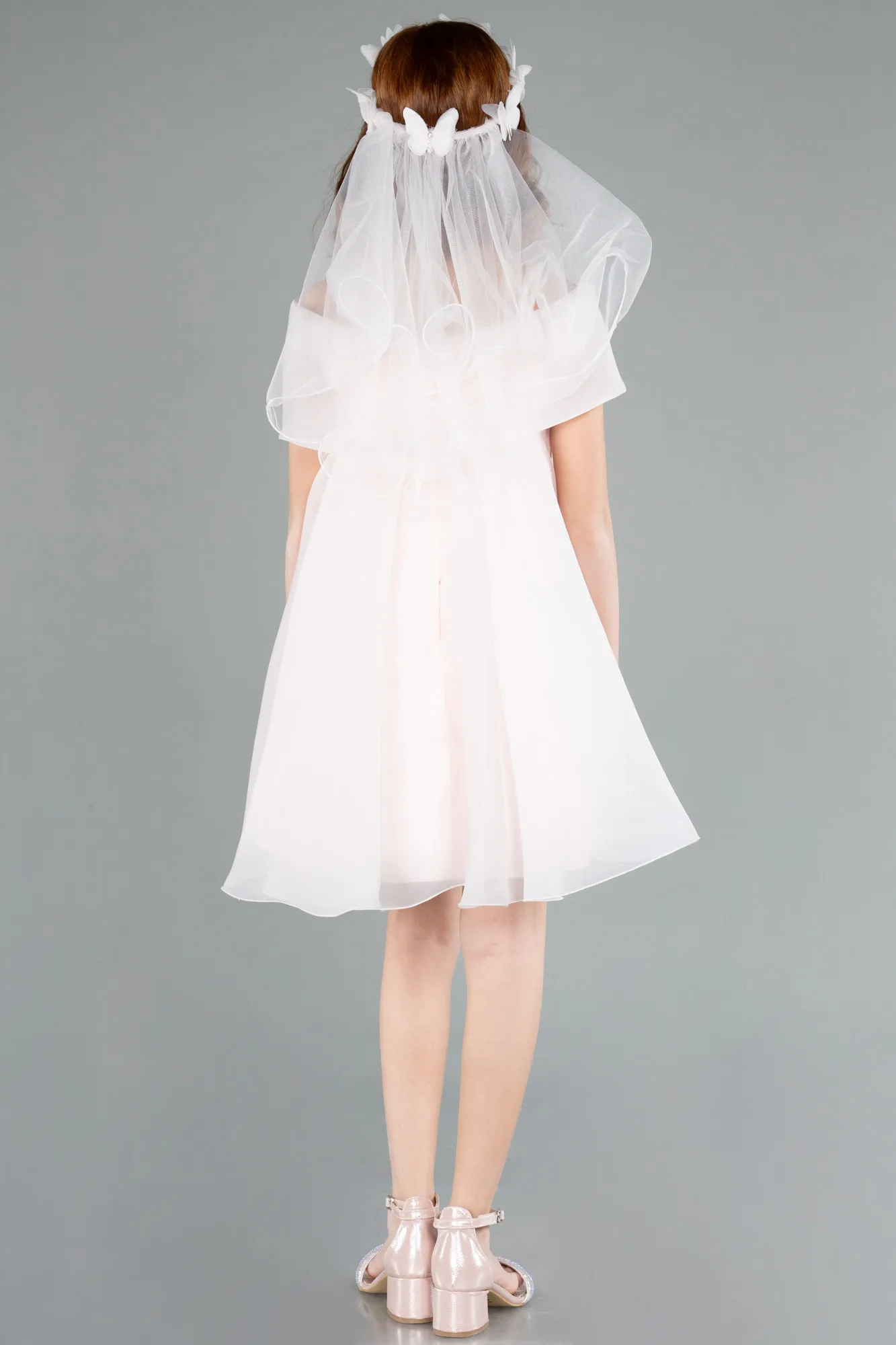 Salmon-Short Girl Dress ABK2295