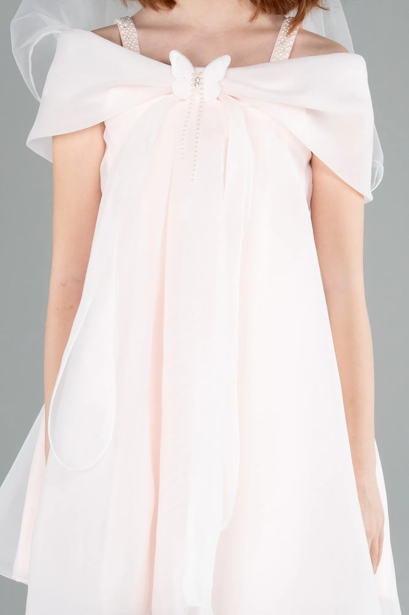 Salmon-Short Girl Dress ABK2295