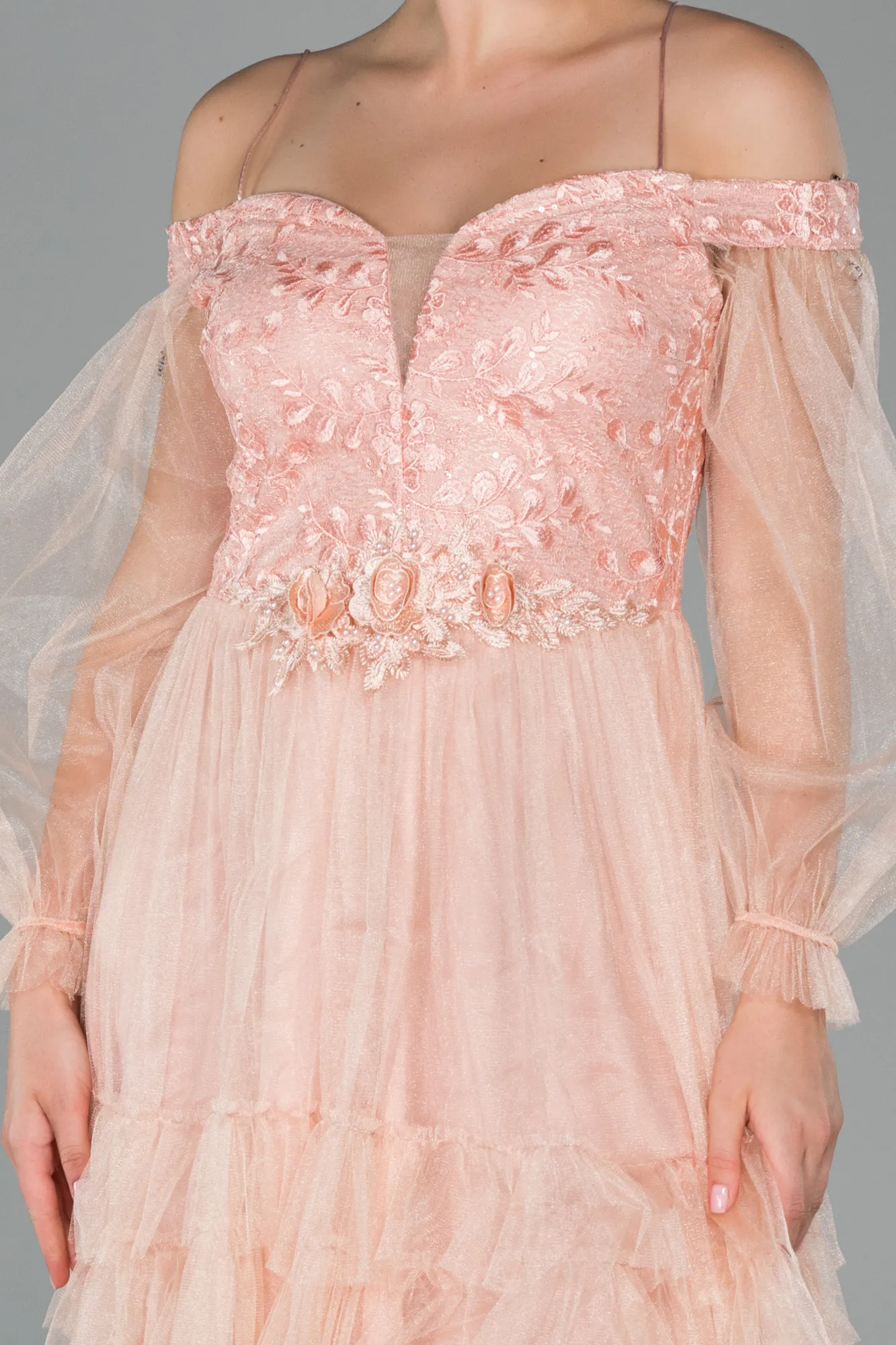 Salmon-Short Invitation Dress ABK992