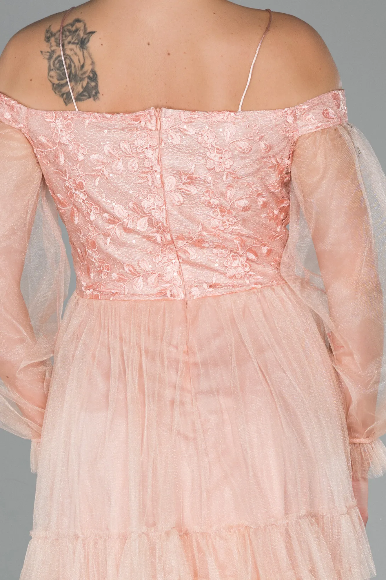 Salmon-Short Invitation Dress ABK992