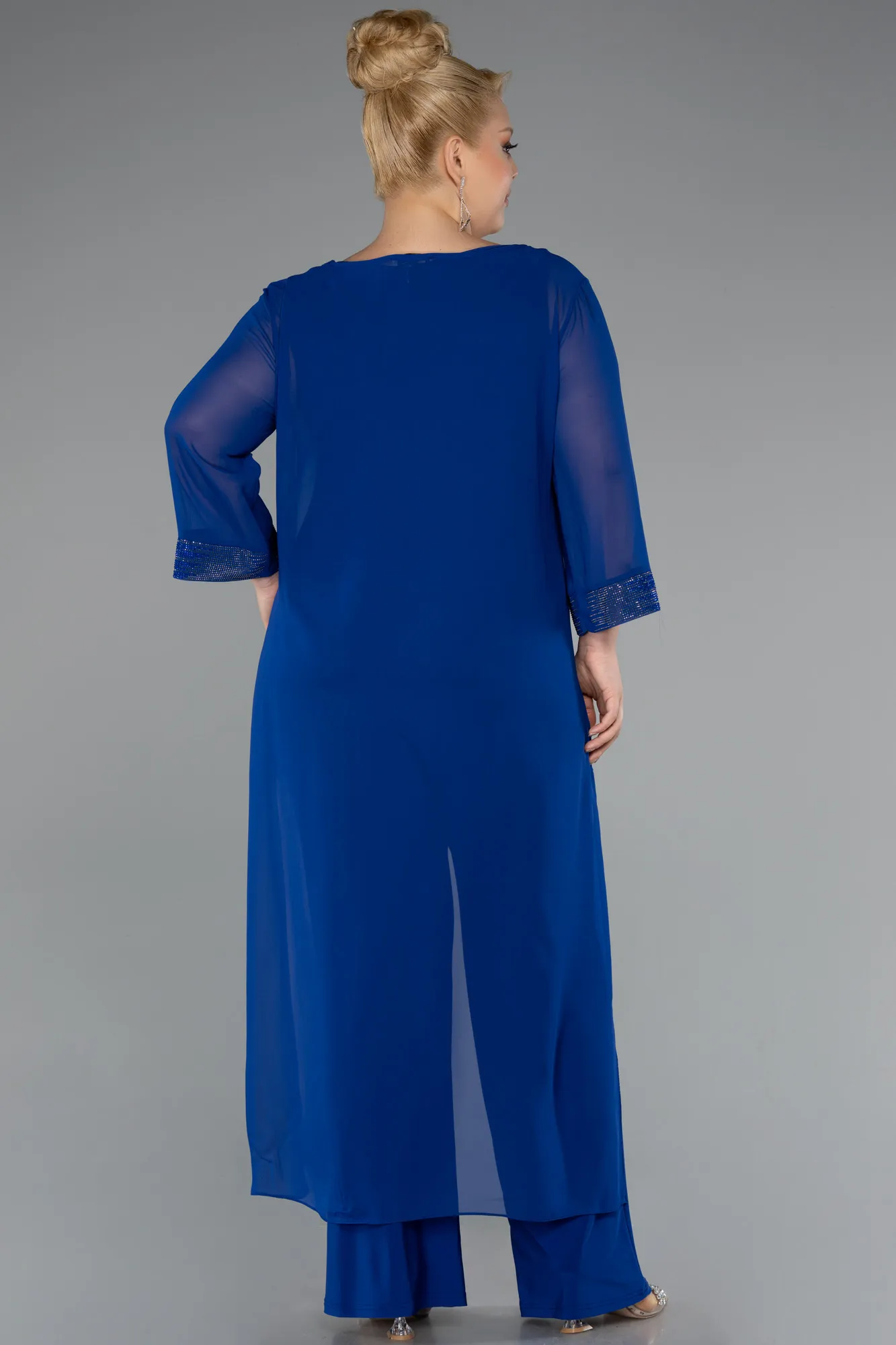 Sax Blue-Long Chiffon Evening Dress ABT083