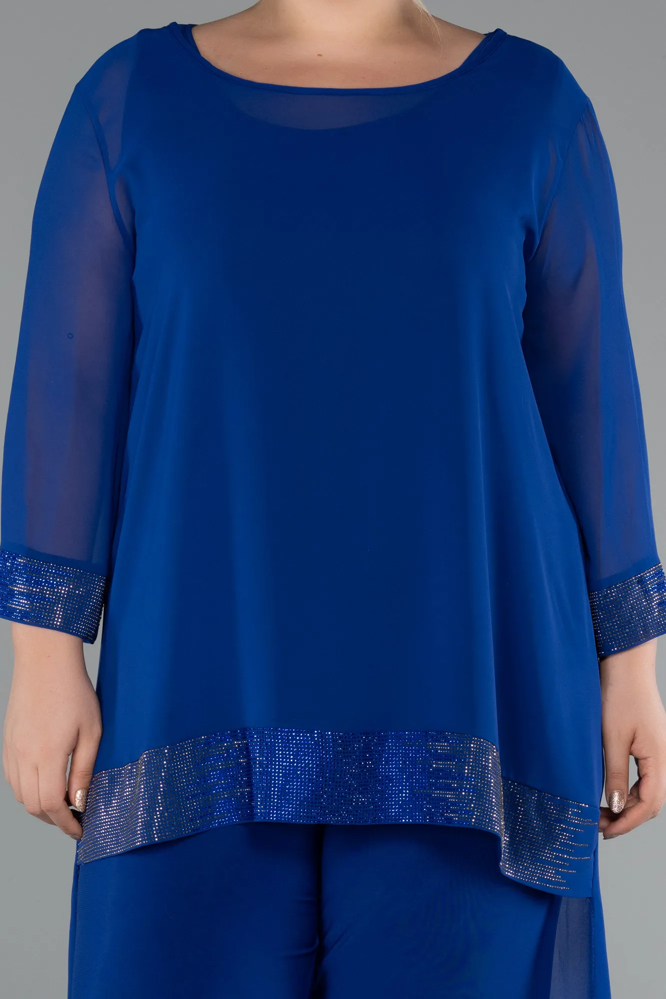 Sax Blue-Long Chiffon Evening Dress ABT083