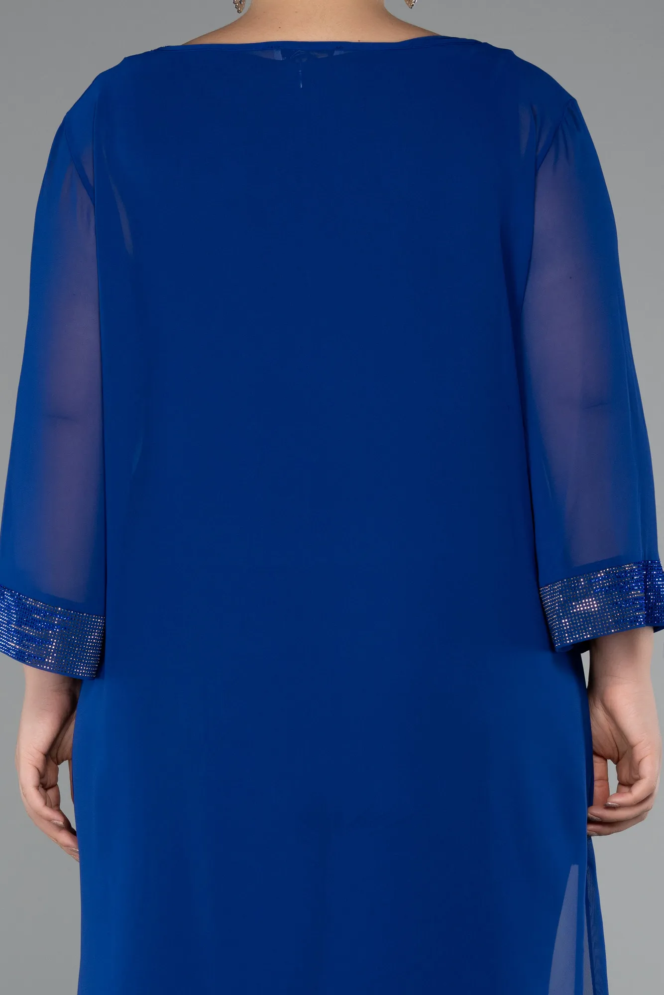 Sax Blue-Long Chiffon Evening Dress ABT083