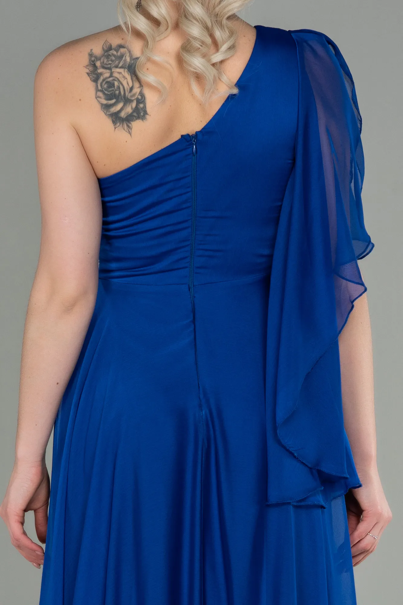 Sax Blue-Long Chiffon Evening Dress ABU3449