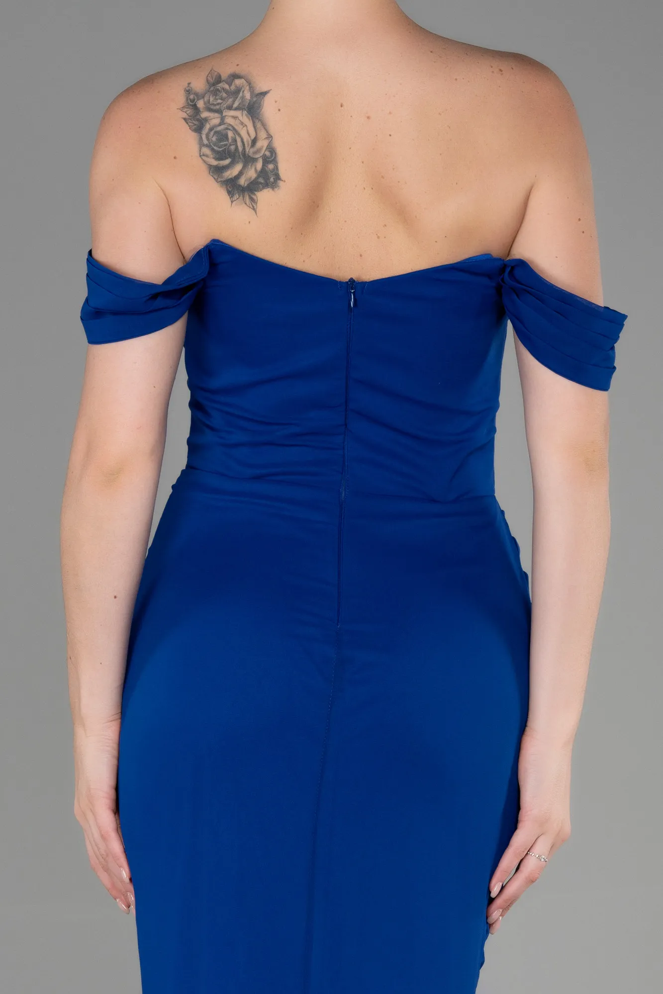 Sax Blue-Long Chiffon Prom Gown ABU3211