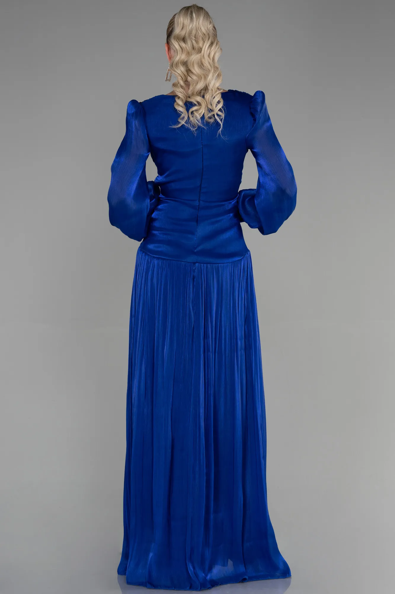 Sax Blue-Long Chiffon Prom Gown ABU3397