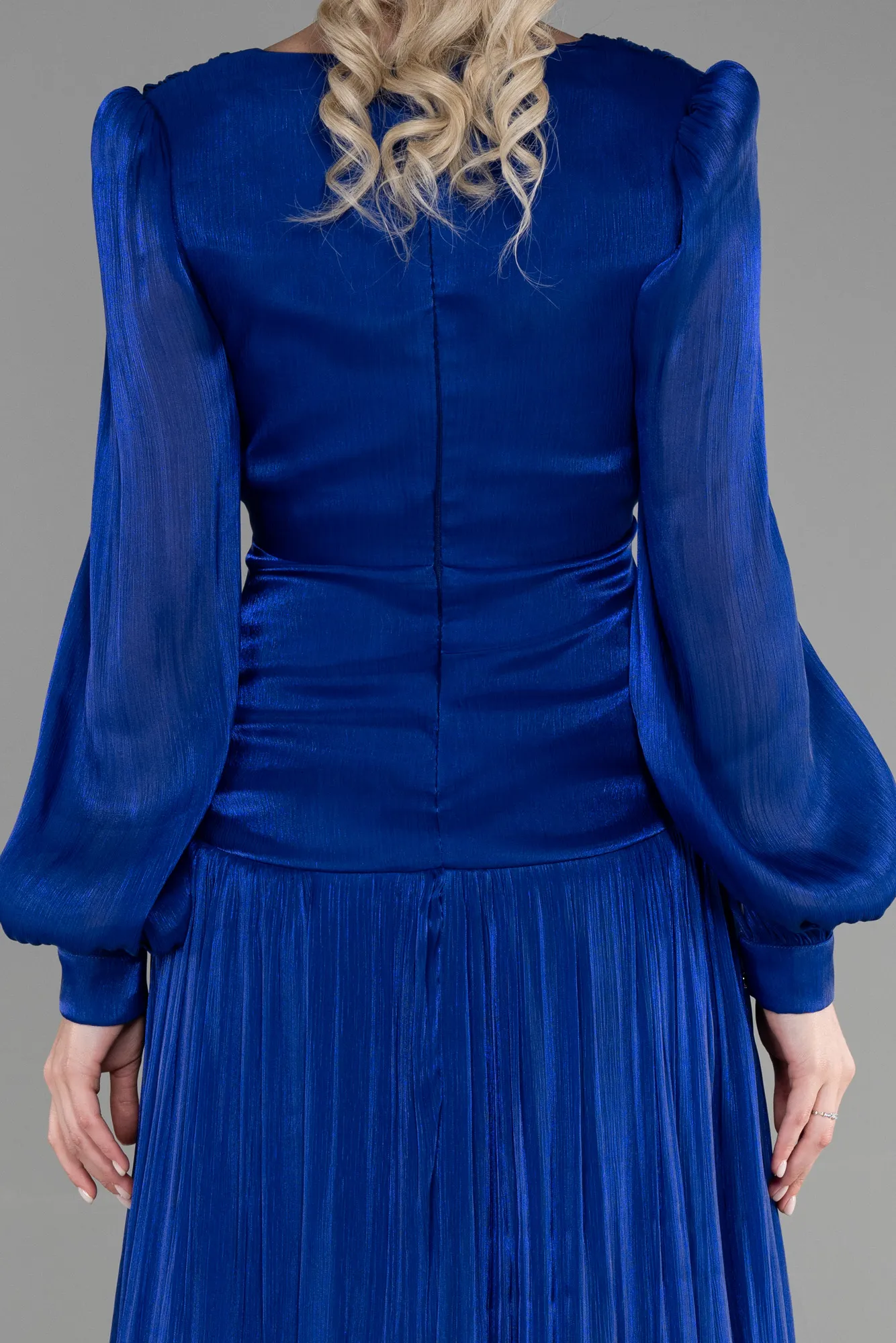 Sax Blue-Long Chiffon Prom Gown ABU3397